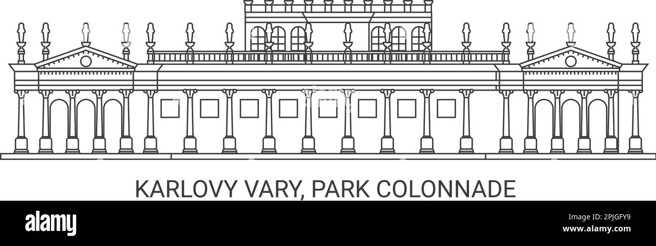 République tchèque, Karlovy Vary, Park Colonnade, illustration vectorielle de voyage Illustration de Vecteur