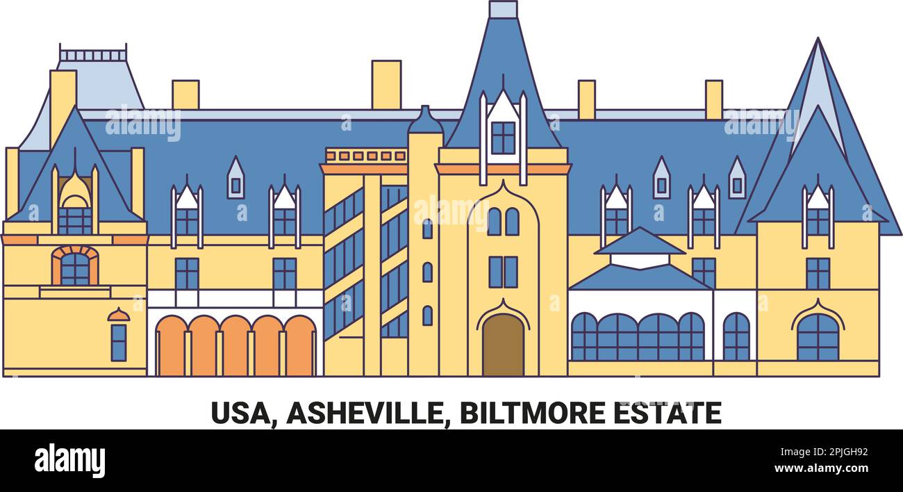 Etats-Unis, Asheville, Biltmore Estate, illustration vectorielle de voyage Illustration de Vecteur
