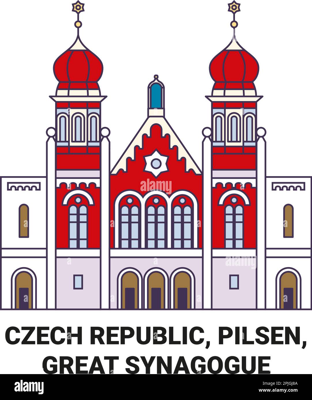 République tchèque, Pilsen, Grande Synagogue voyage illustration vectorielle Illustration de Vecteur