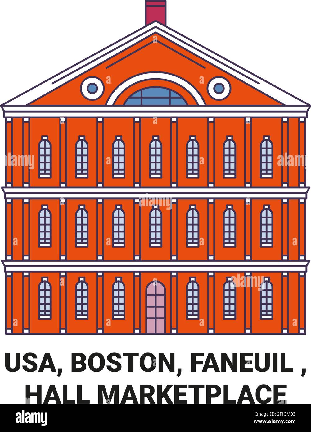 Etats-Unis, Boston, Faneuil , Hall Marketplace Voyage repère illustration vecteur Illustration de Vecteur