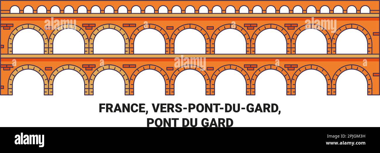 France, Verspontdugard, Pont du Gard illustration vectorielle du repère de voyage Illustration de Vecteur