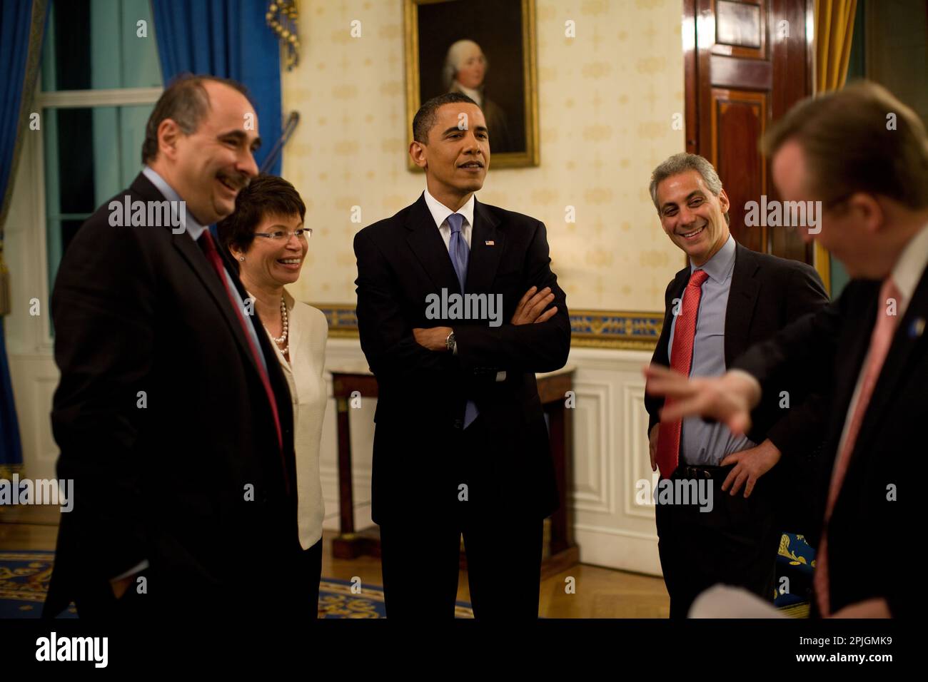 Président Barack Obama et hauts fonctionnaires de la Maison Blanche Banque D'Images