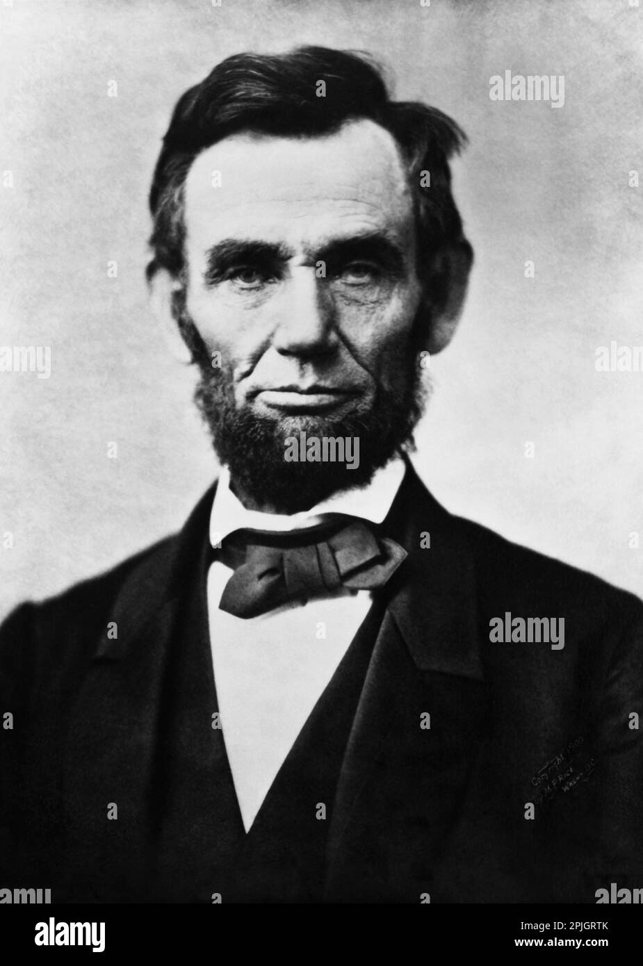 Abraham Lincoln, portrait tête-et-épaules, face à l'avant. Photographié le 8 novembre 1863 par Alexander Gardner. Banque D'Images