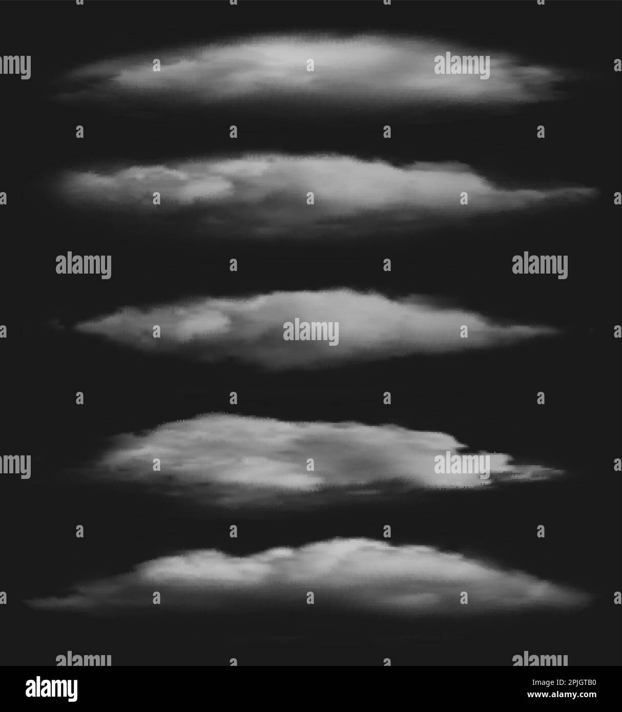 Ensemble de brume réaliste. Effets de brouillard, vapeur de cigare, nuages transparents isolés sur fond, textures de pulvérisation blanches Illustration de Vecteur