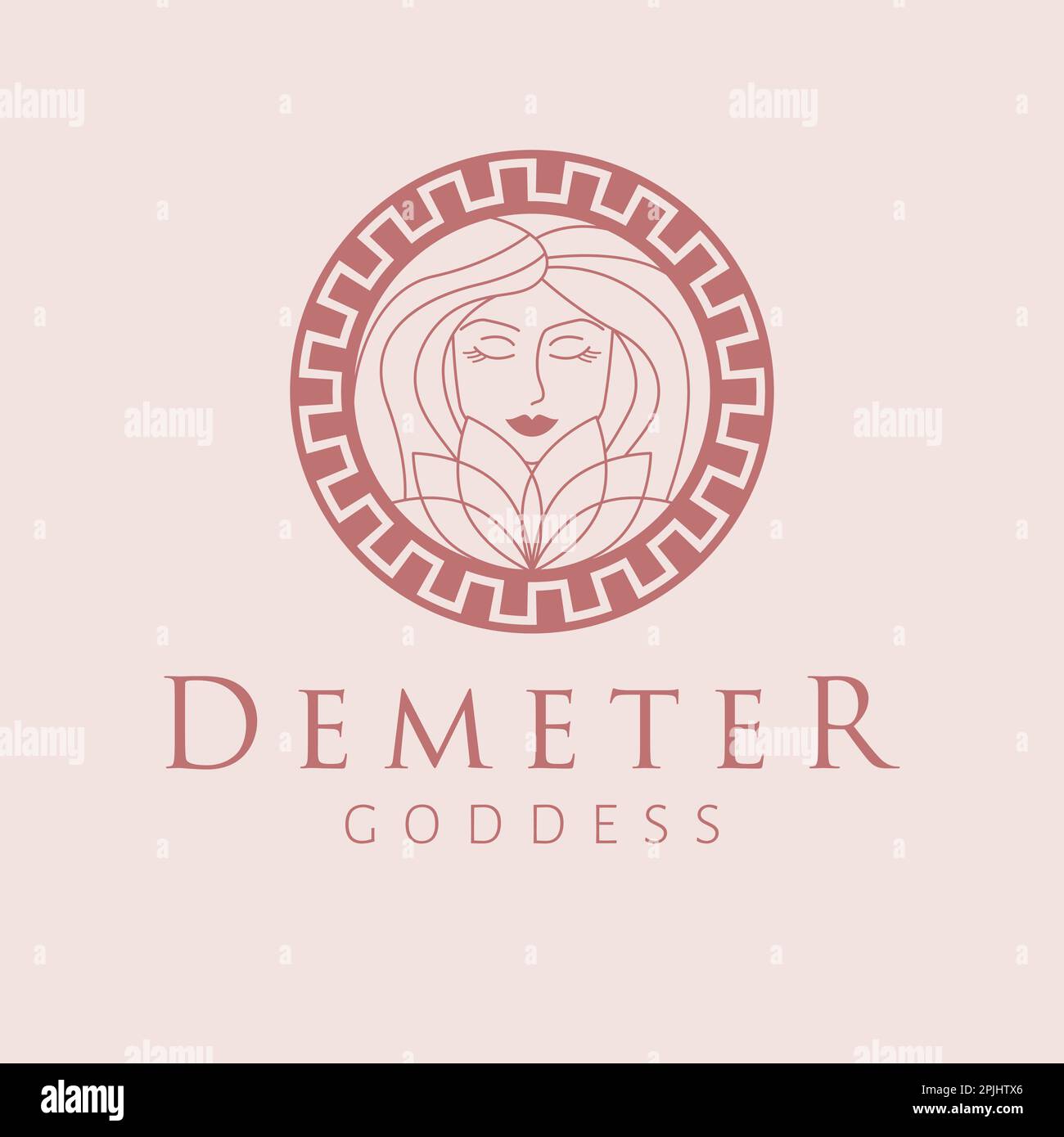 Logo Demeter déesse. Logotype de vecteur de déesse grecque. Modèle de logo de l'industrie de la beauté et de l'art. Déesse de la fertilité, patronne de l'agriculture Illustration de Vecteur