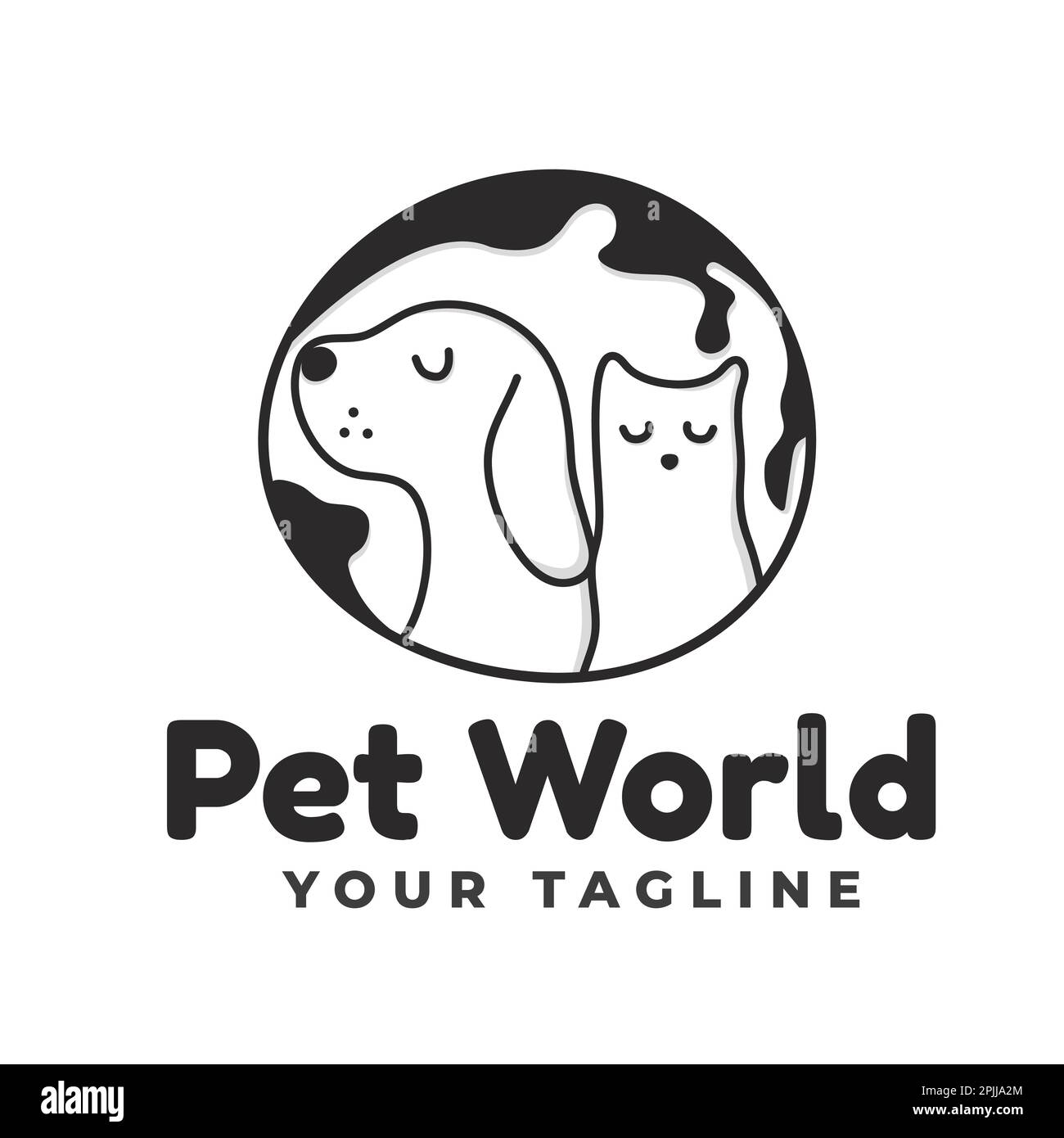 Animaux de compagnie de chat et de chien mignon design inspiration carte abstraite de globe arrière-plan. Concept de conception, symbole créatif, icône Illustration de Vecteur