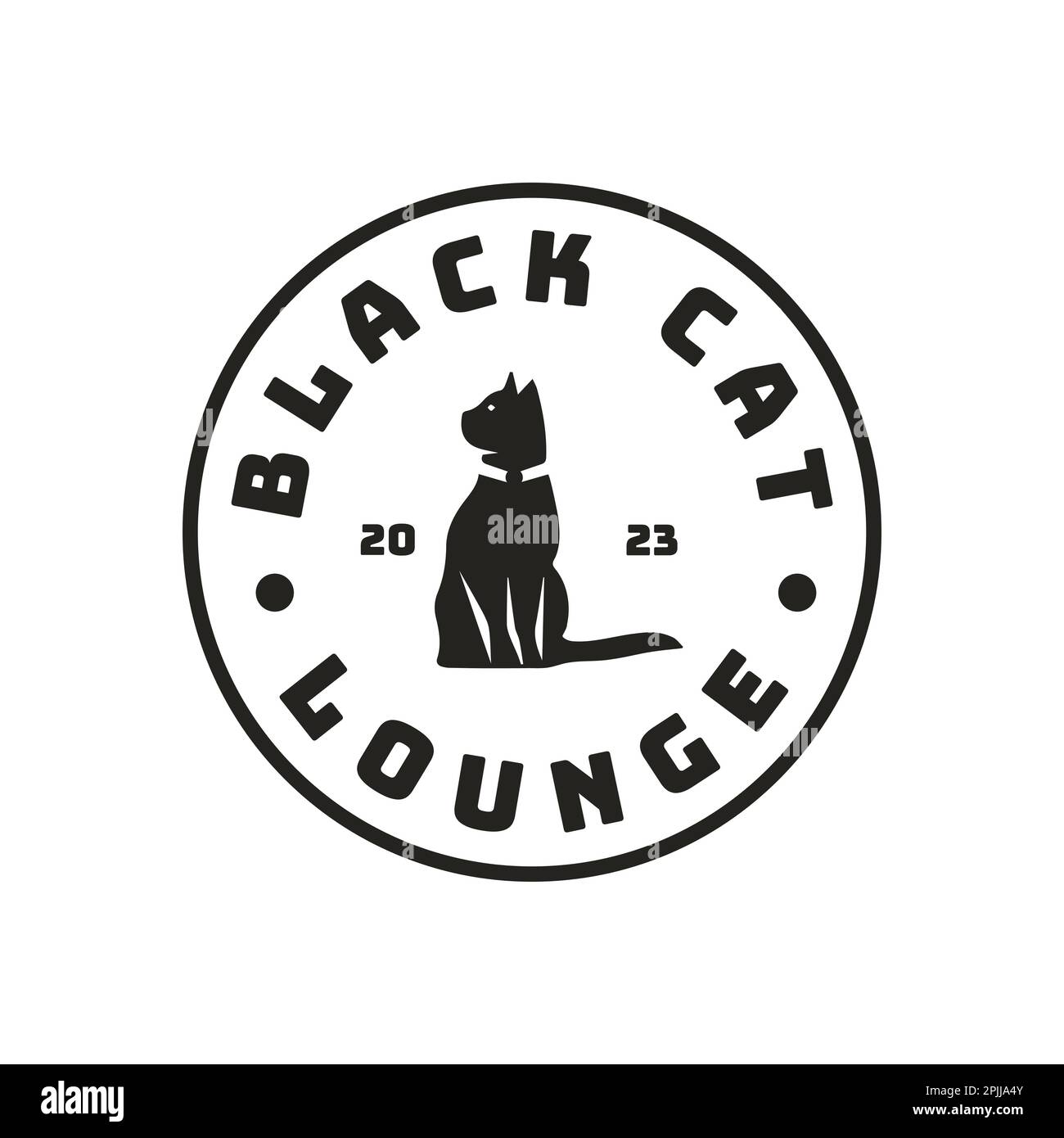 Black Cat silhouette vintage étiquette modèle de conception vecteur emblème, logo, imprimé, autocollant décoratif Illustration de Vecteur