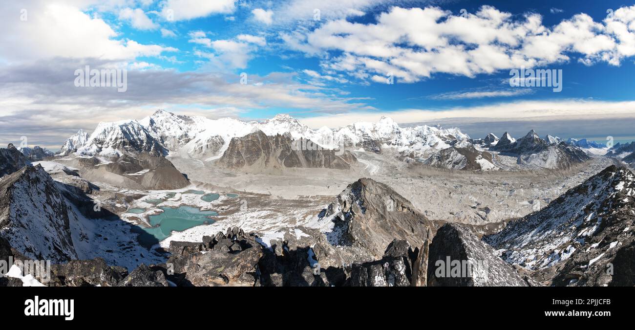 Mont Cho Oyu, Mont Everest, himalaya, vallée de Gokyo, montagnes du Népal Himalaya Banque D'Images