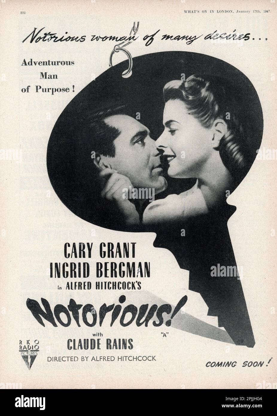 CARY GRANT et INGRID BERGMAN dans TRISTEMENT CÉLÈBRE ! 1946 réalisateur ALFRED HITCHCOCK scénario Ben Hecht Vanguard films / RKO radio Images Banque D'Images