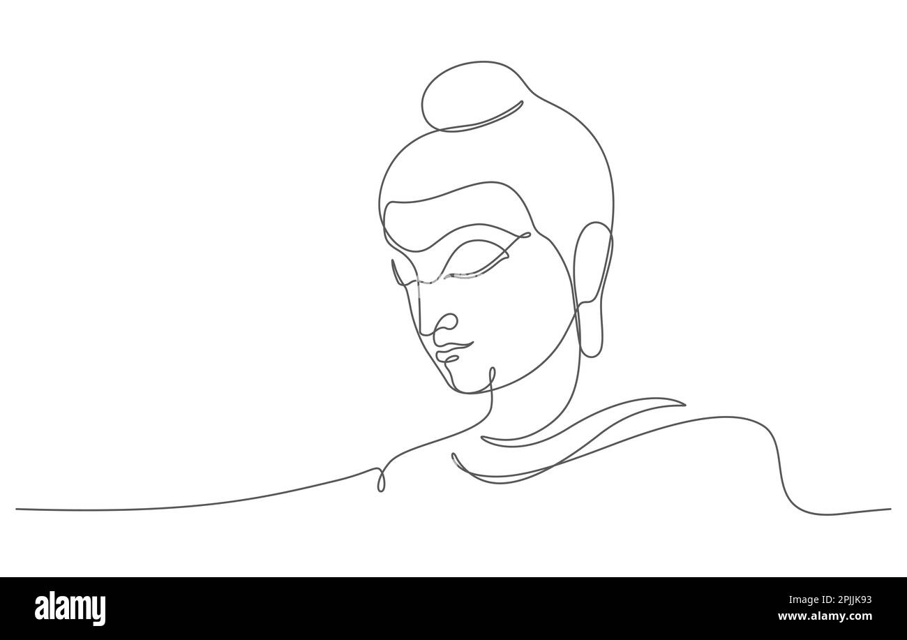 portrait de visage de bouddha en illustration vectorielle de dessin de ligne continue Illustration de Vecteur