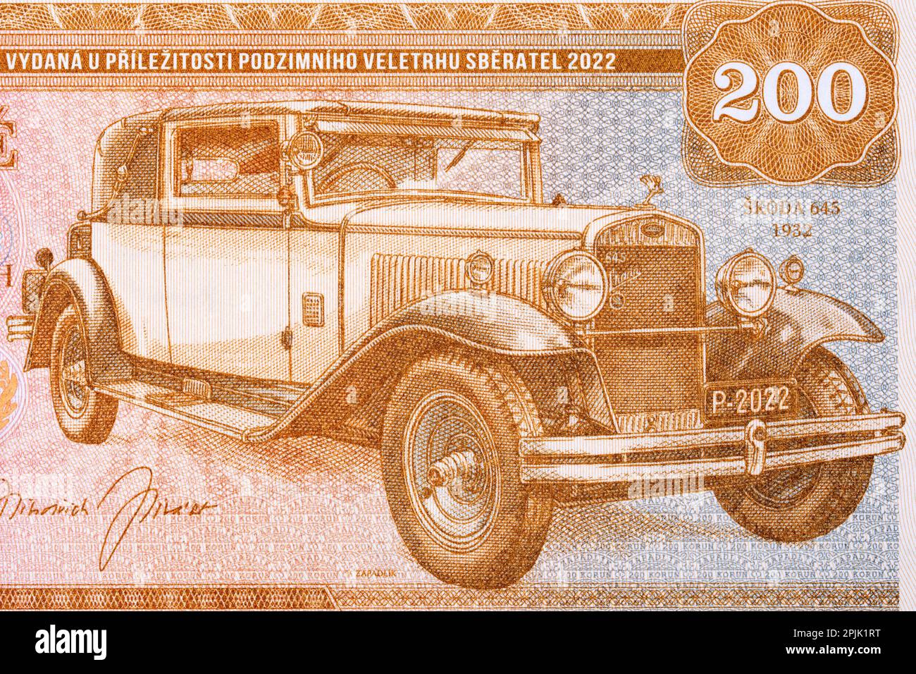 Vieille voiture de l'argent tchécoslovaque - koruna Banque D'Images