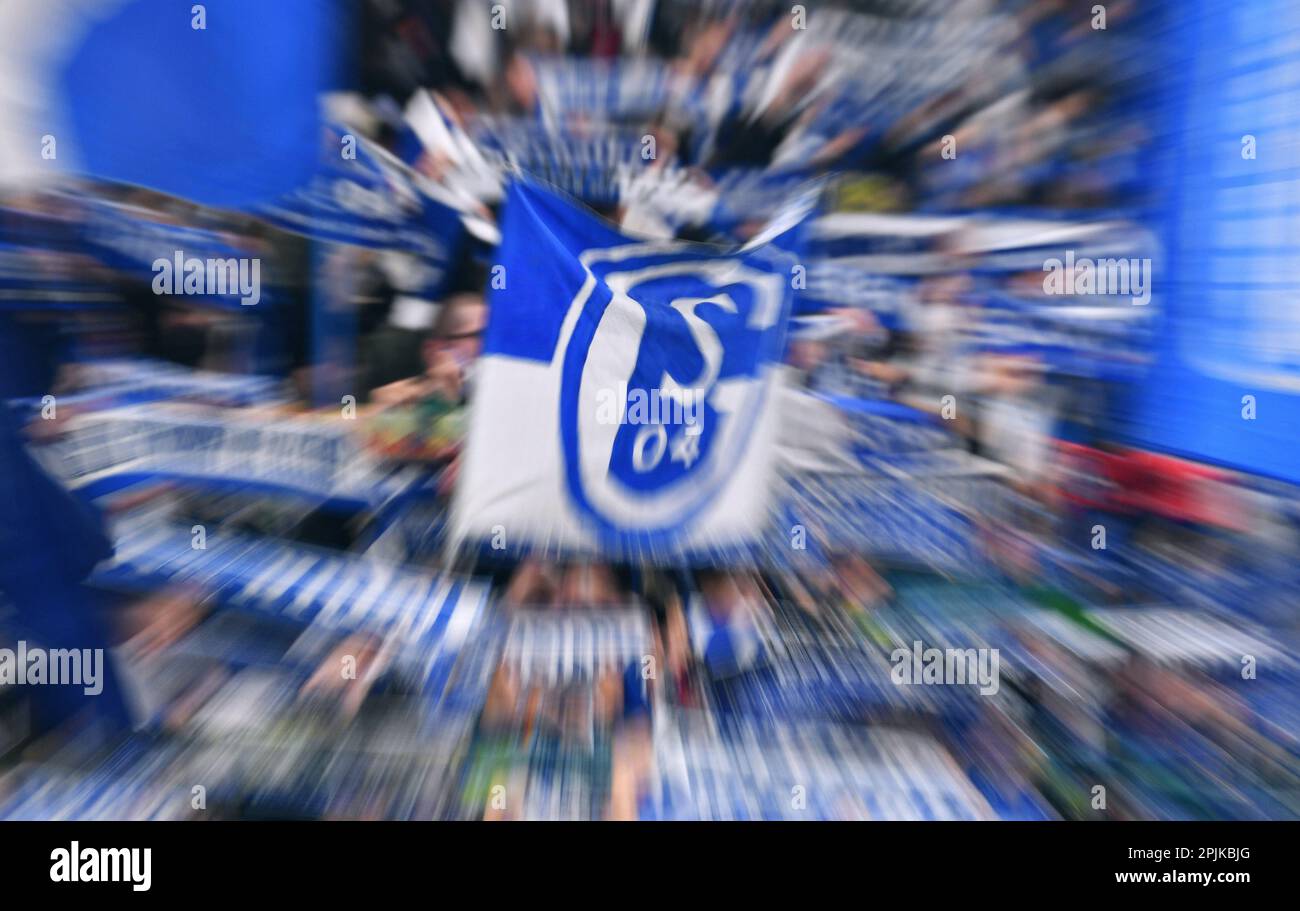 Bundesliga, Veltins Arena, FC Schalke 04 contre Bayer Leverkusen; fans Schalke Banque D'Images