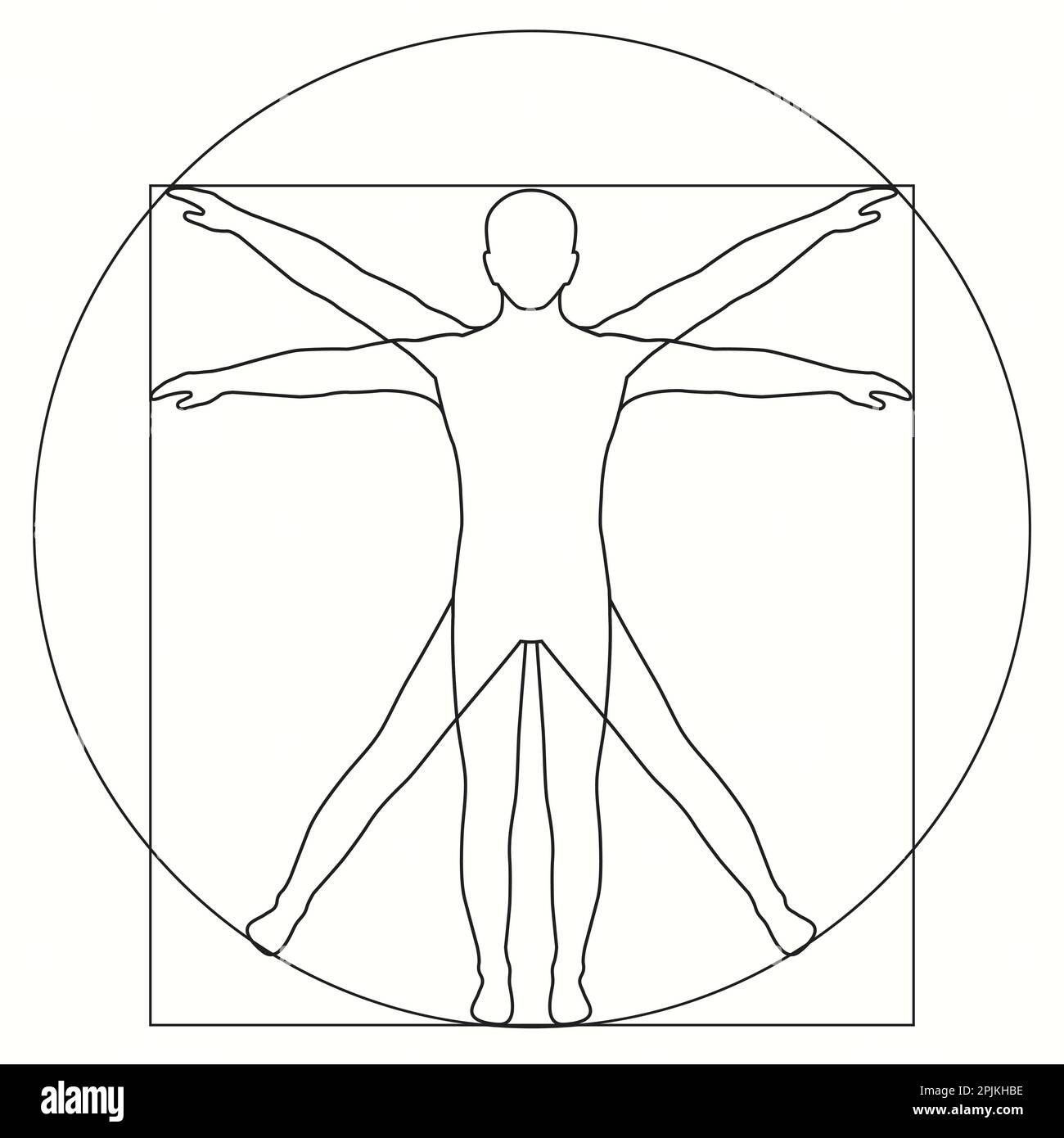 Vinci, Icon Vetruvian Man, anatomie vectorielle du corps humain Illustration de Vecteur