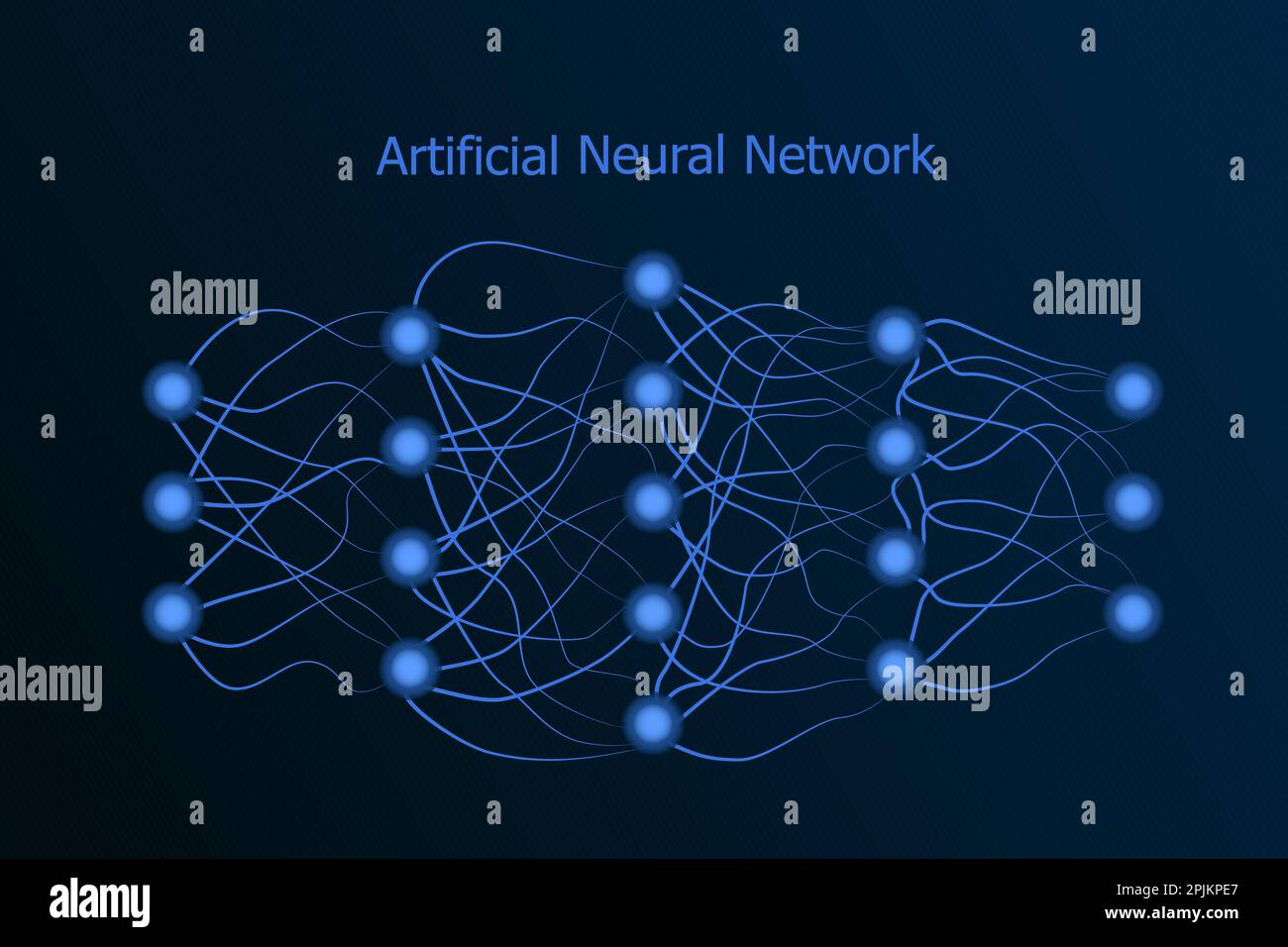 Modèle de réseau neuronal avec du vrai les synapses et neurones cercle ...