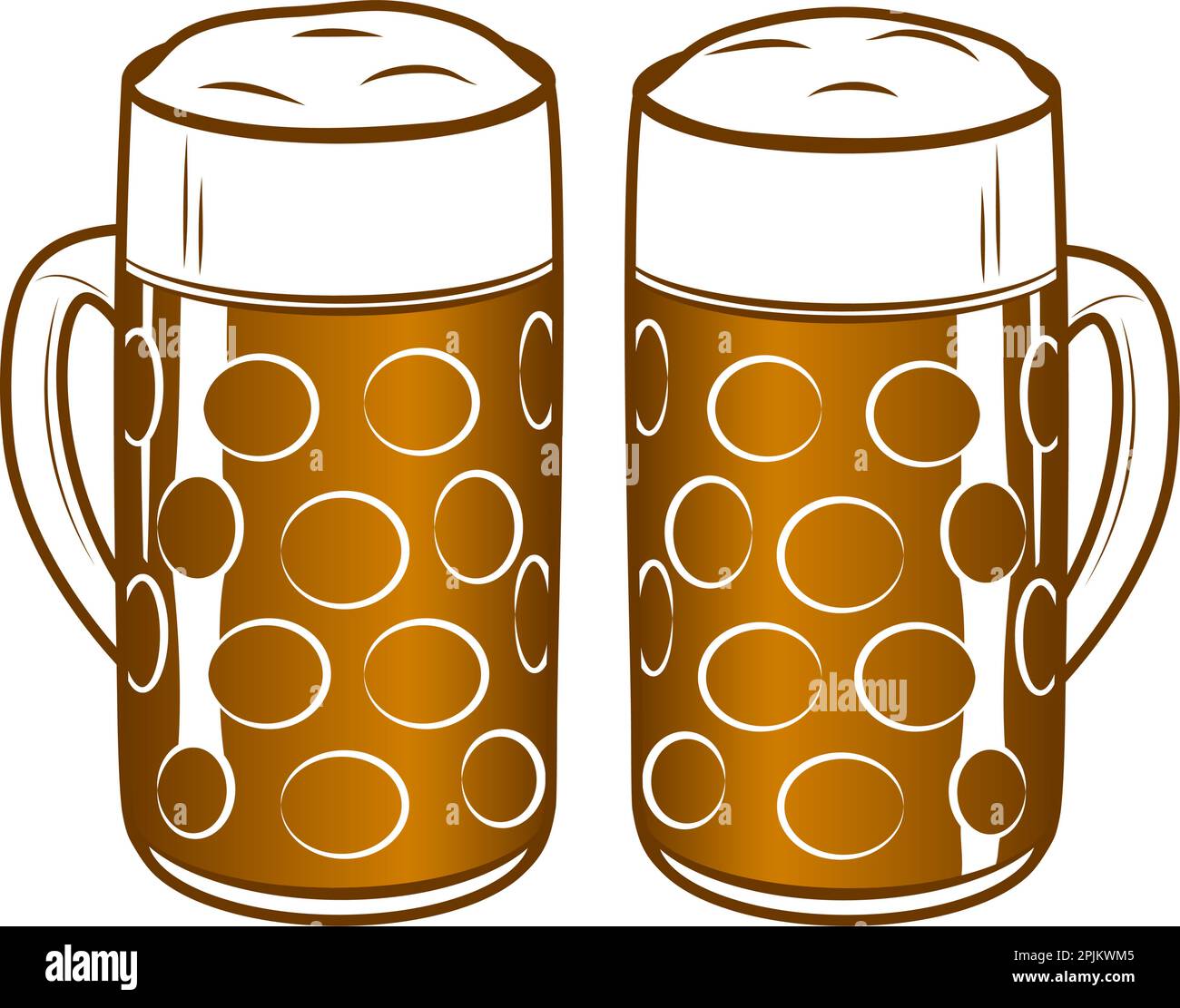 Deux chopes à bière. En tant qu'éléments applicables pour l'Oktoberfest concept ou pub menu. Contours vector illustration Illustration de Vecteur