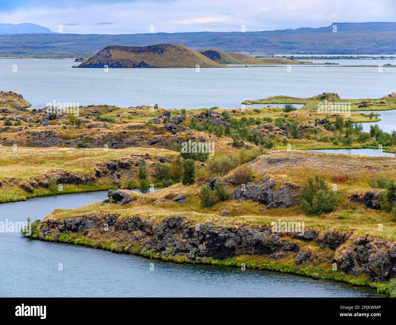 Paysage au lac Myvatn. Europe, Islande Banque D'Images