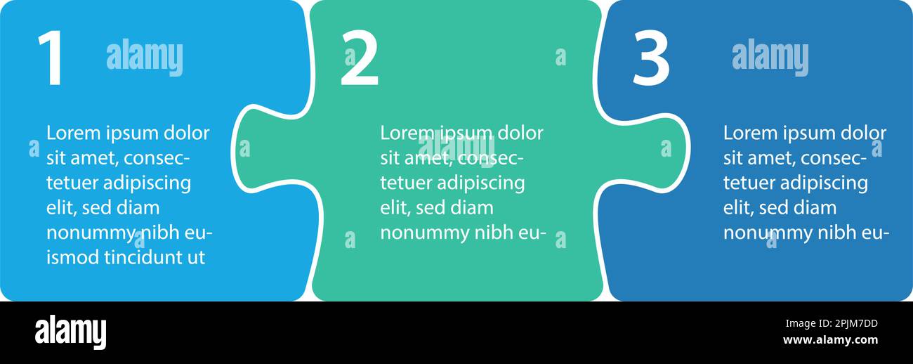 Infographies blocs de pas comme pièces de puzzle. Modèle de présentation infographique. Conception de processus métier. Illustration vectorielle plate Illustration de Vecteur