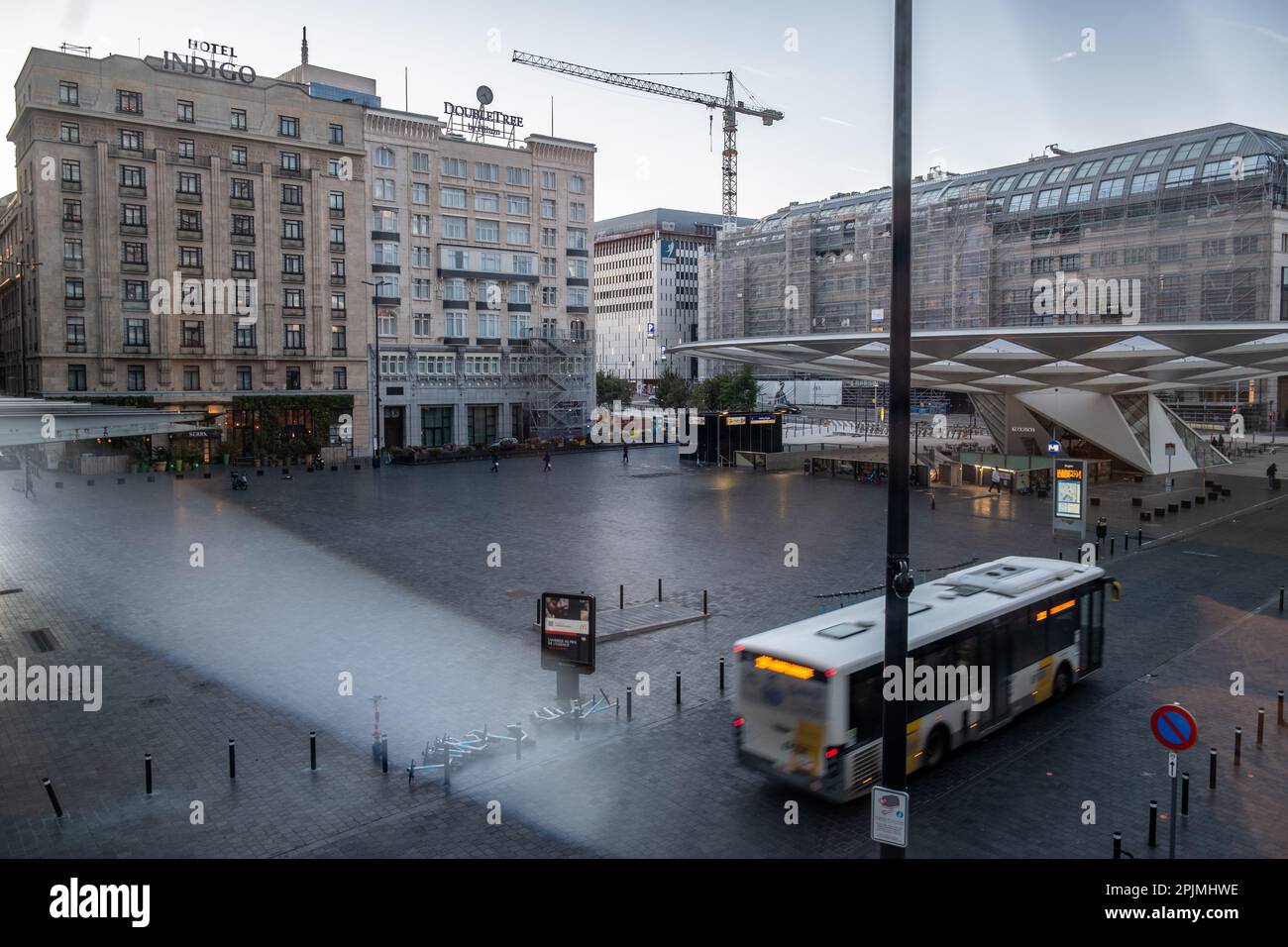 Place Charles Rogier à Bruxelles, Belgique. Banque D'Images