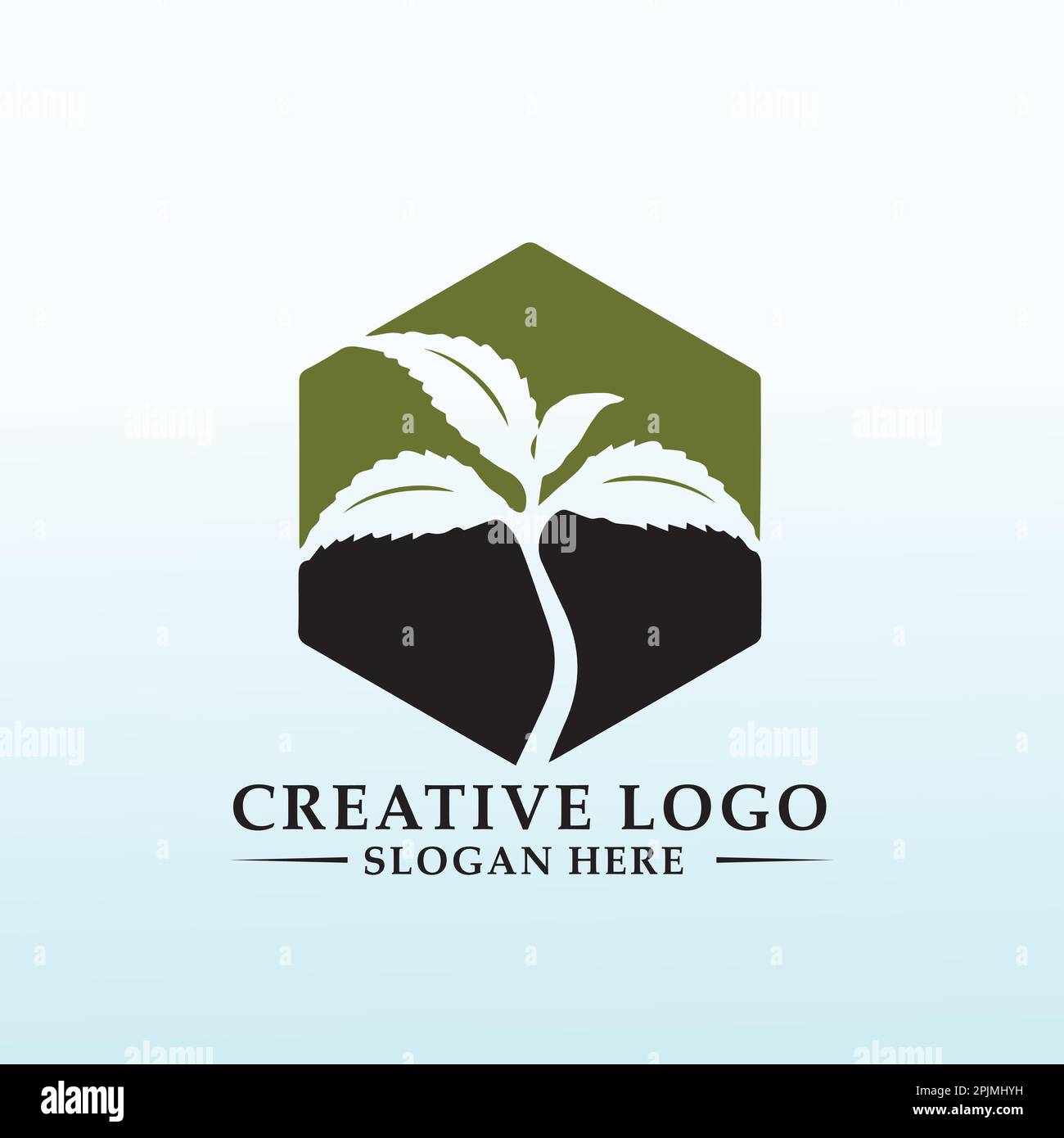 cultivateur se concentrant actuellement sur le logo du chanvre Illustration de Vecteur