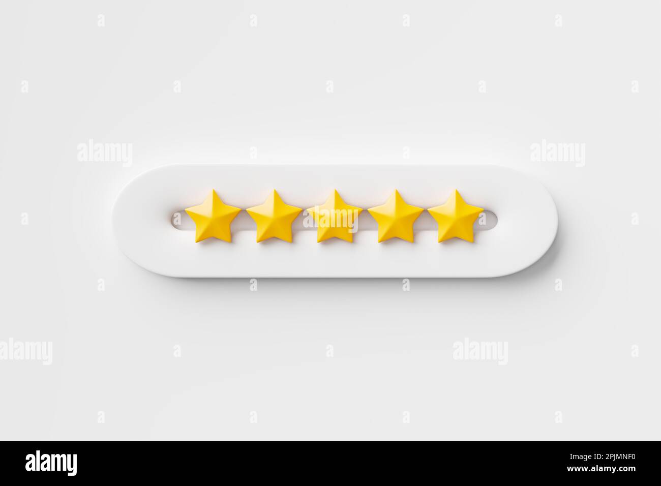 Indicateur de satisfaction client avec une note de cinq étoiles. Évaluation du client, commentaires et concept de la meilleure qualité de service. 3d rendu. Banque D'Images