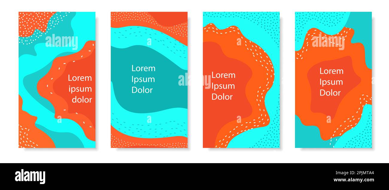 Ensemble d'arrière-plan vertical avec formes liquides. Un arrière-plan mobile abstrait et tendance pour les reportages sur les réseaux sociaux. Couleurs éclatantes. Profondeur, hauteur illust Illustration de Vecteur