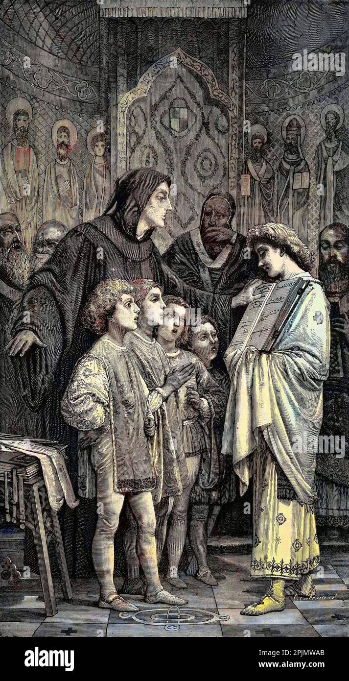 Guido d'Arezzo devant le pape Jean XIX GUI ou Guy d'Arezzo Guido d