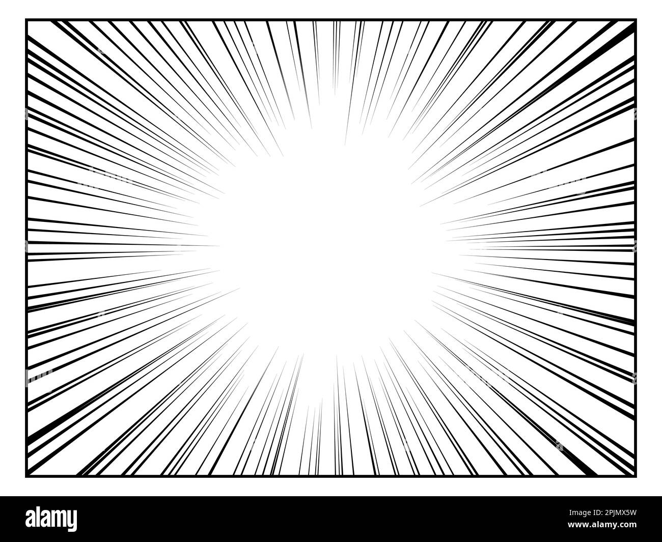 Mise en plan de ligne radiale. Action, lignes de vitesse, bandes pour modèle de livre de manga noir. Arrière-plan de la bande dessinée. Image abstraite dynamique à bandes rapides. Vecteur Illustration de Vecteur