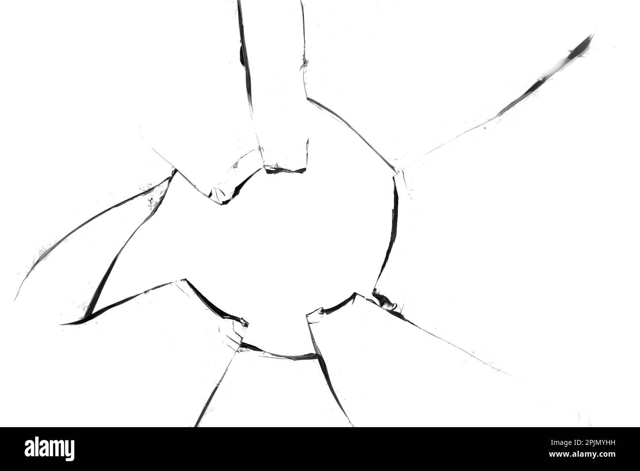 Concept de verre brisé avec trou pour la conception sur fond transparent Banque D'Images