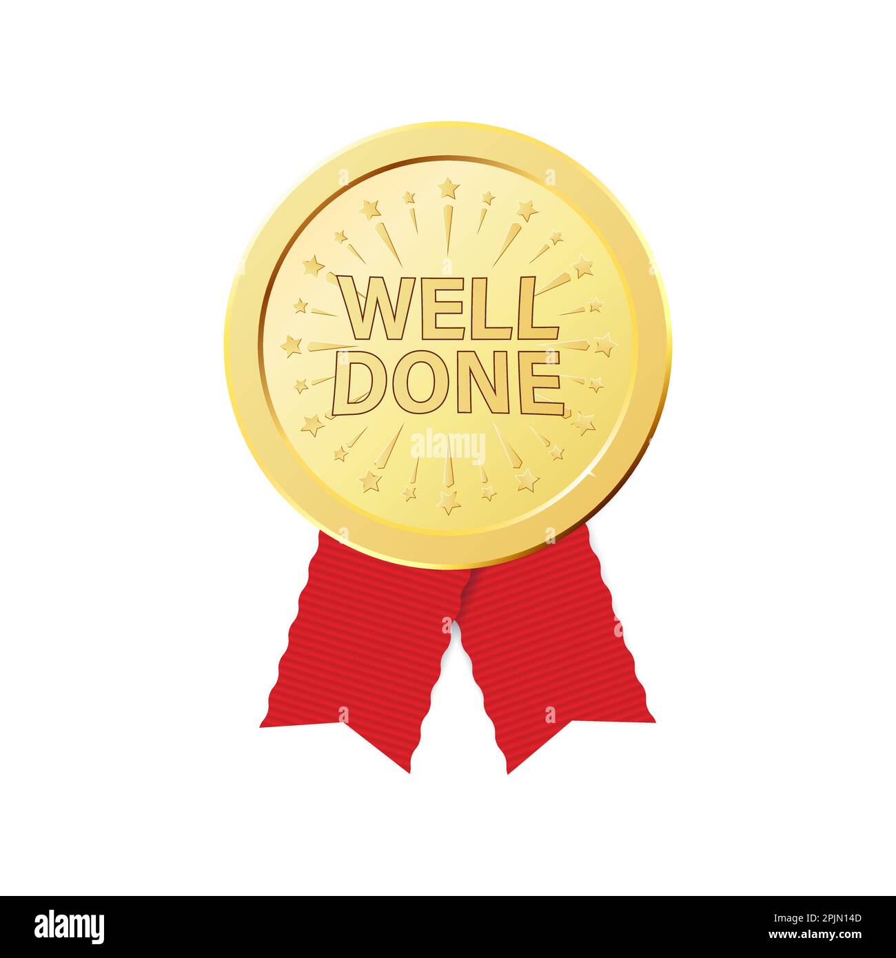 Médailles réalistes avec rubans rayés et texte bien fait. Des prix d'or réalistes pour le gagnant, le succès, la réussite. Applicable aux certificats de gagnant Illustration de Vecteur