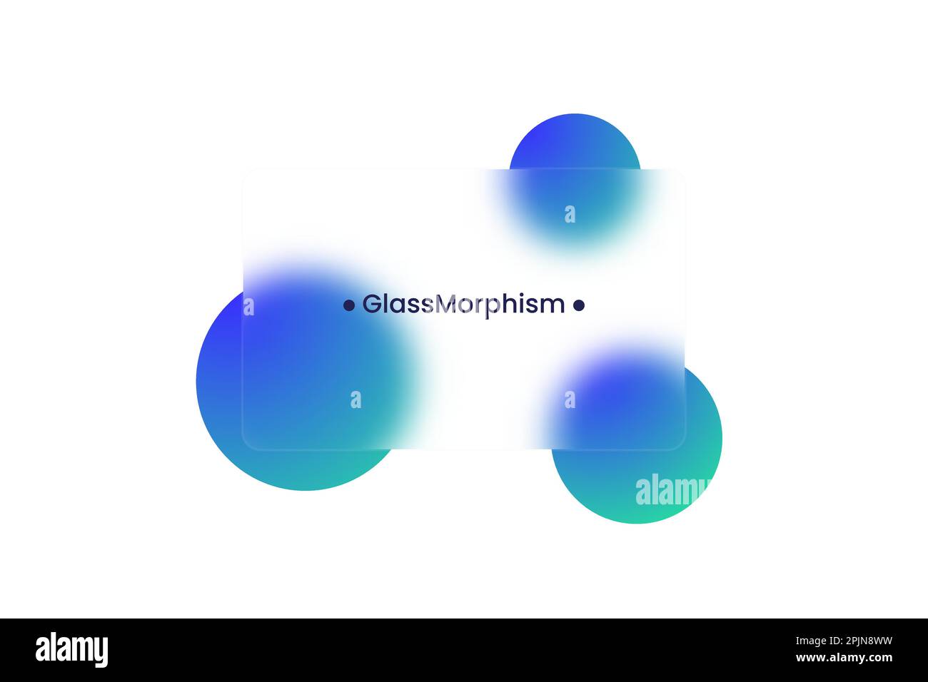 Cadre transparent de style morphisme ou glassmorphisme. Cercles sur l'arrière-plan. Carte ou cadre transparent et flou. Style de morphisme du verre. Ven Illustration de Vecteur