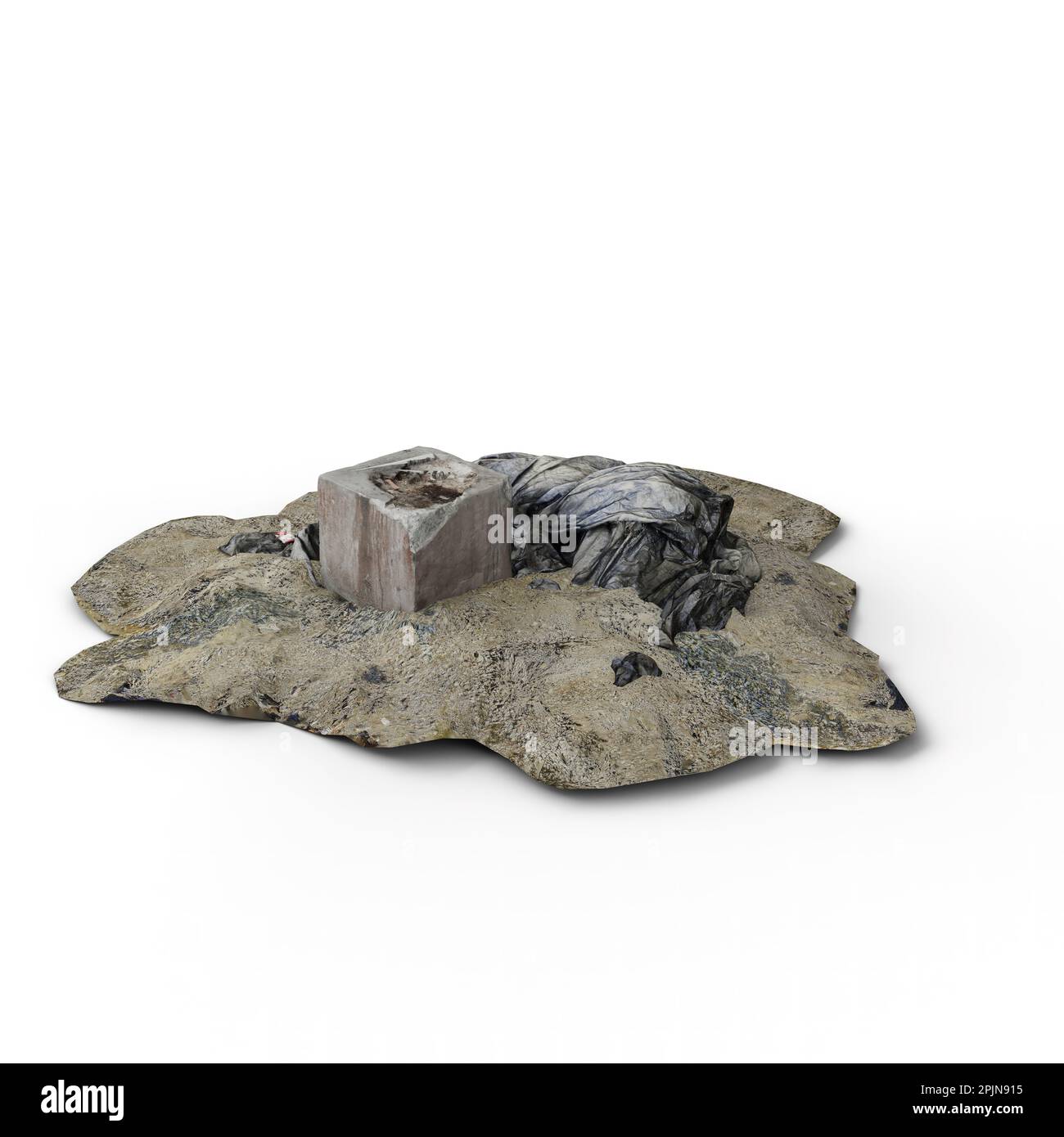 Un rendu 3D d'une grande roche sur une surface blanche Banque D'Images