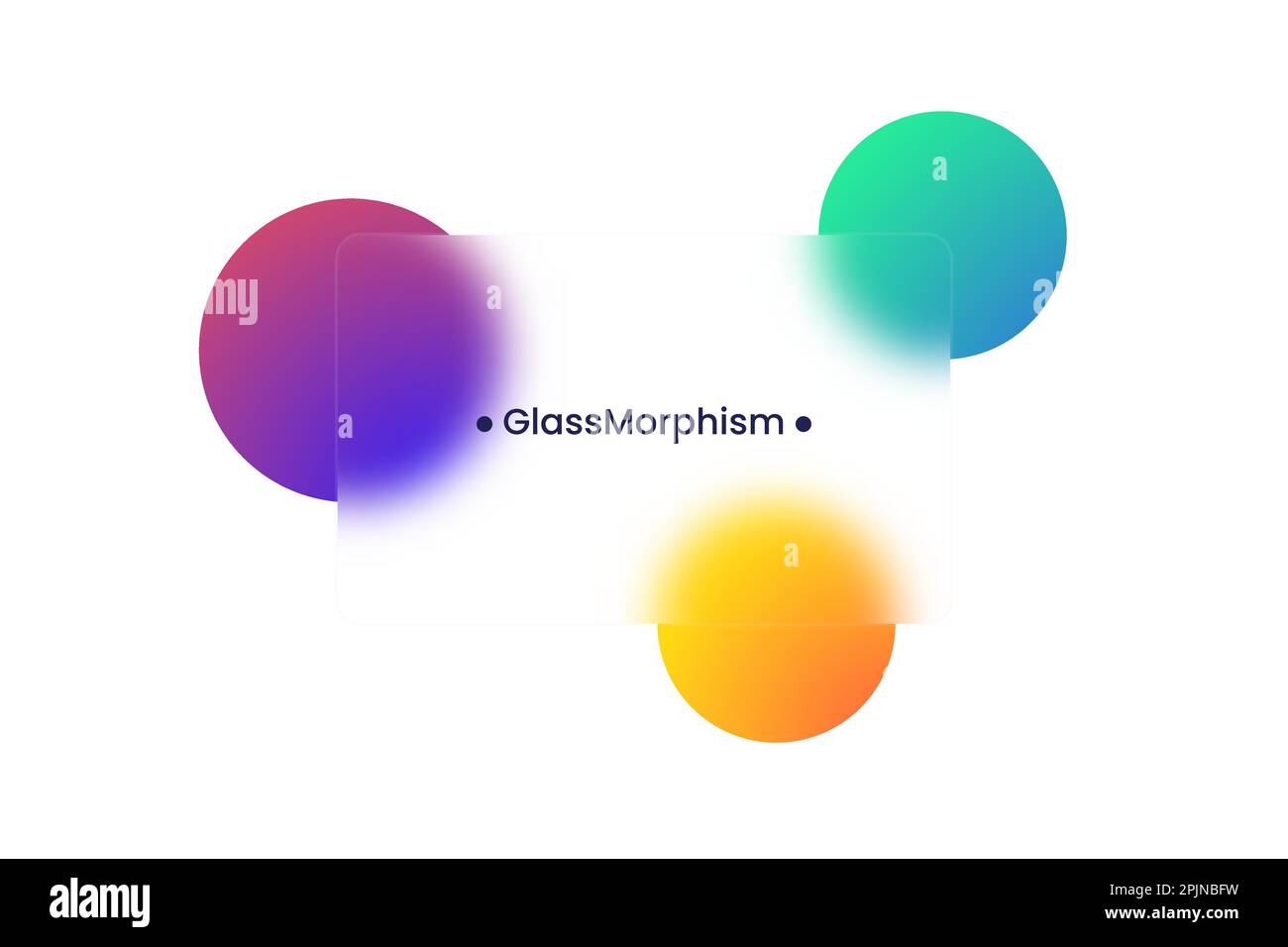 Cadre transparent de style morphisme ou glassmorphisme. Cercles sur l'arrière-plan. Carte ou cadre transparent et flou. Style de morphisme du verre. Ven Illustration de Vecteur