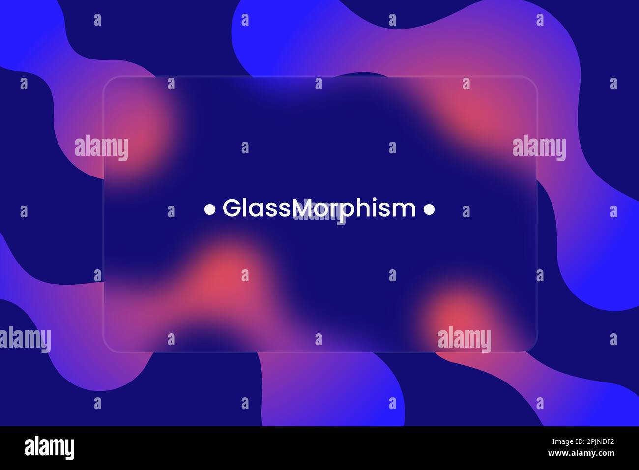 Cadre transparent de style morphisme ou glassmorphisme. Metabols sur l'arrière-plan. Carte ou cadre transparent et flou. Style de morphisme du verre. Illustration de Vecteur