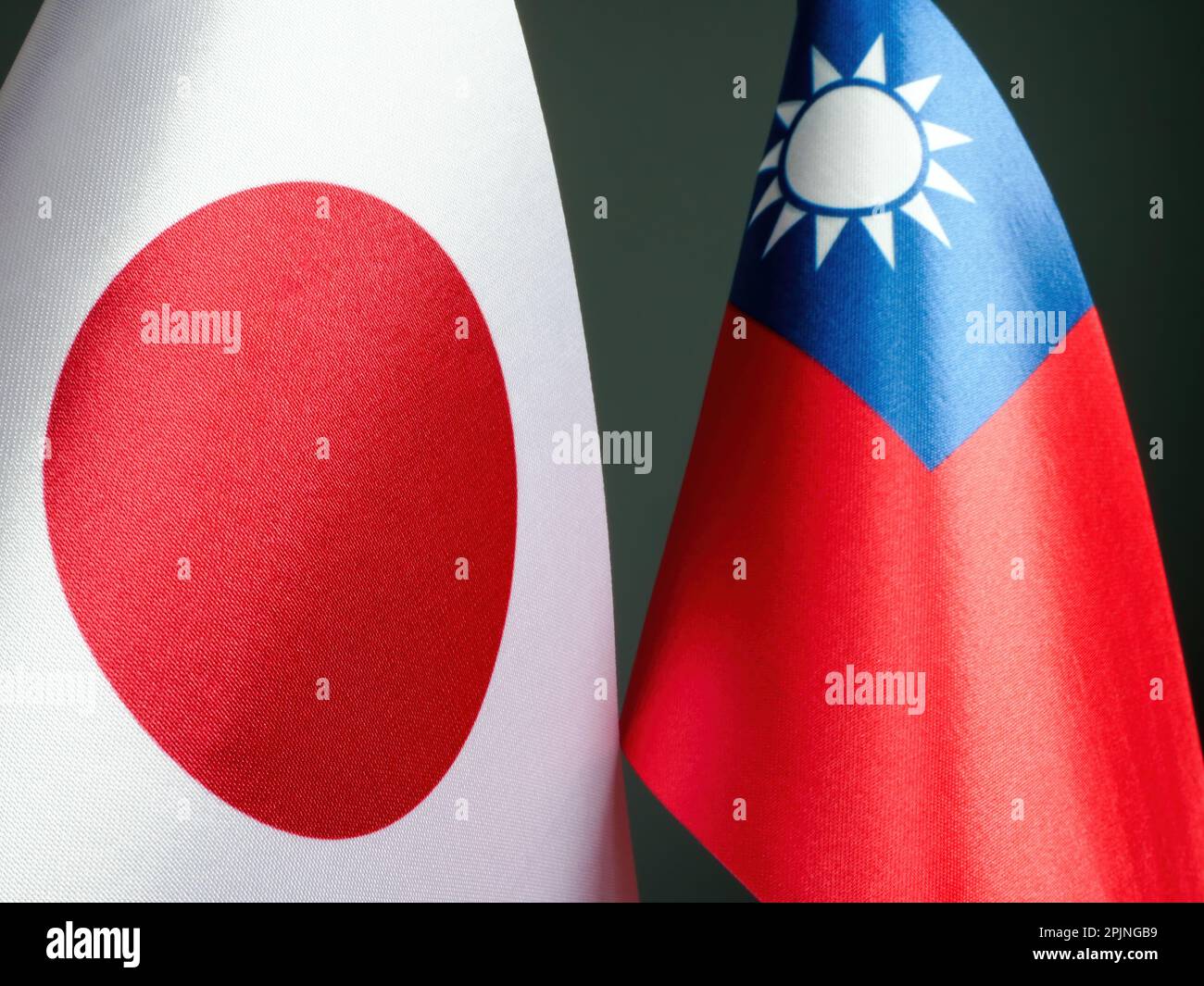 Près des drapeaux du Japon et de Taïwan. Banque D'Images