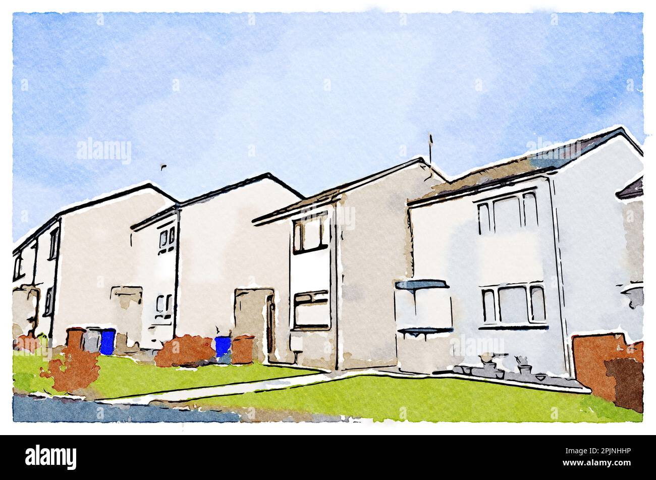 Les maisons de conseil dans les pauvres avec des populations élevées et de nombreuses questions de bien-être social Banque D'Images