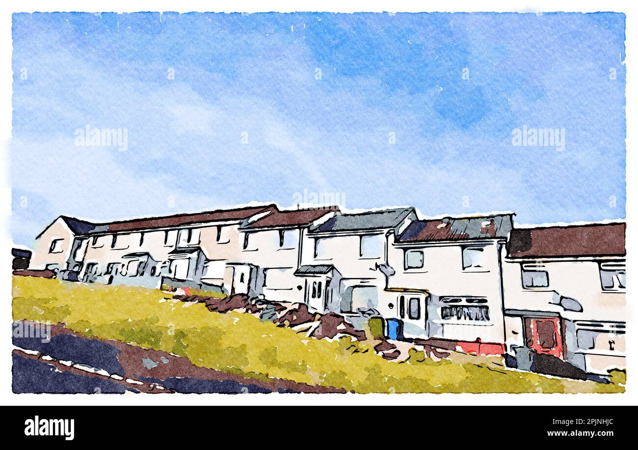 Les maisons de conseil dans les pauvres avec des populations élevées et de nombreuses questions de bien-être social Banque D'Images