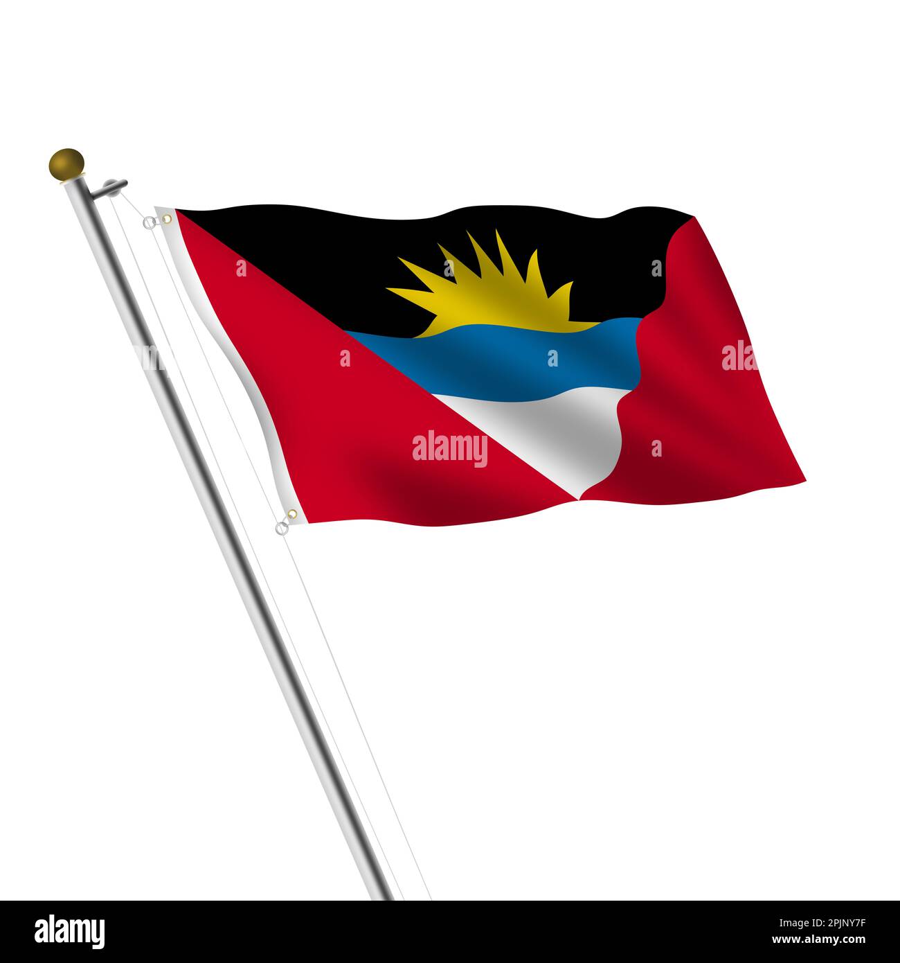 Antigua-et-Barbuda drapeau 3D illustration sur blanc avec chemin de coupure Banque D'Images