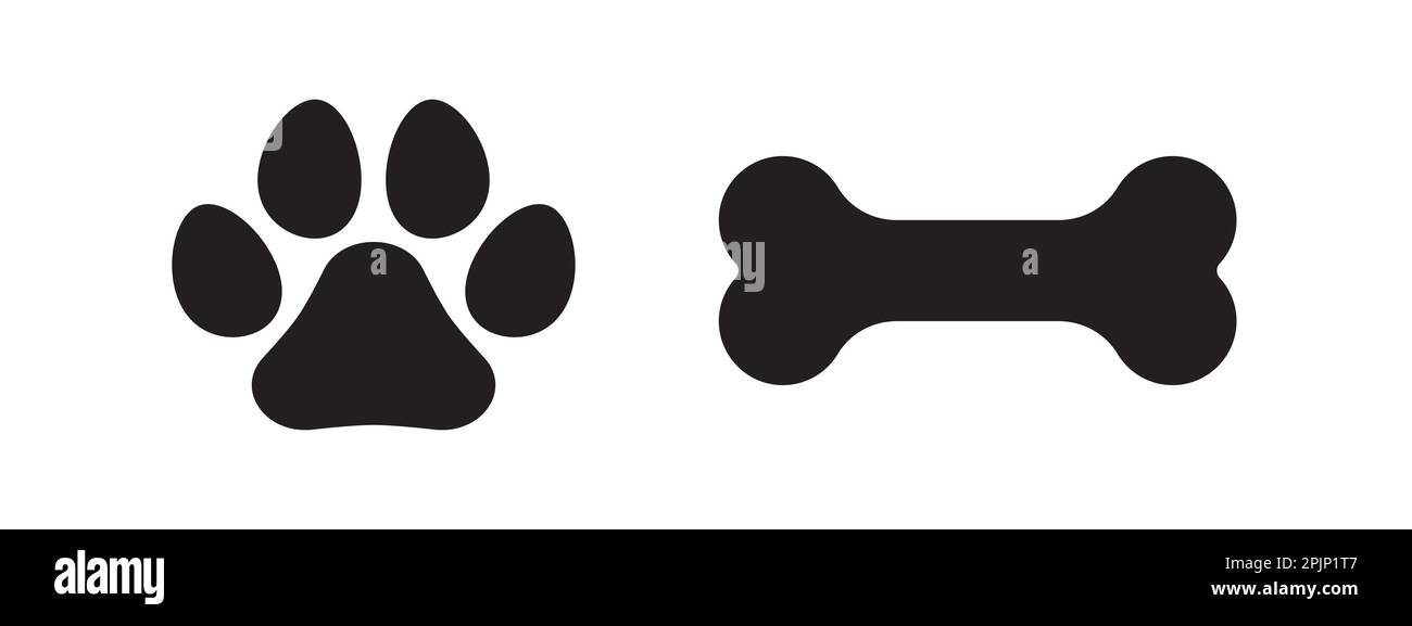 Empreinte et os de chien. Symboles PET. Imprimé Paw. Illustration vectorielle Illustration de Vecteur