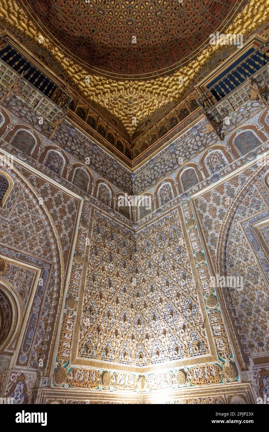 La salle des Ambassadeurs dans les Alcazars royaux de Séville, Séville, Andalousie, Espagne, Europe du Sud-Ouest Banque D'Images