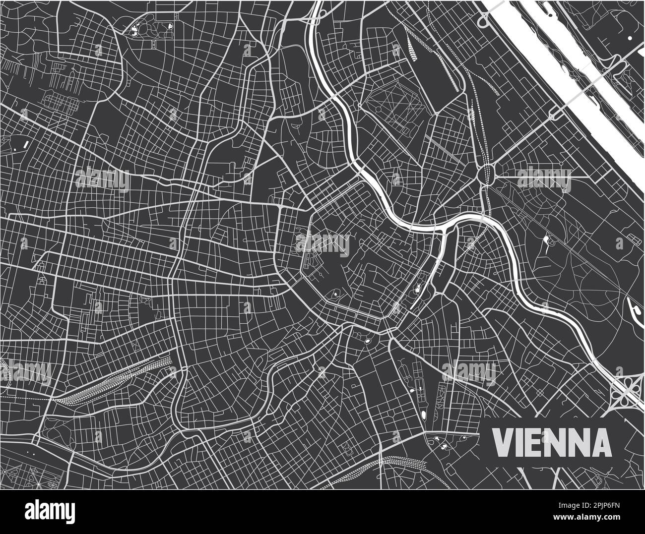 Design minimaliste de la carte de la ville de Vienne. Illustration de Vecteur