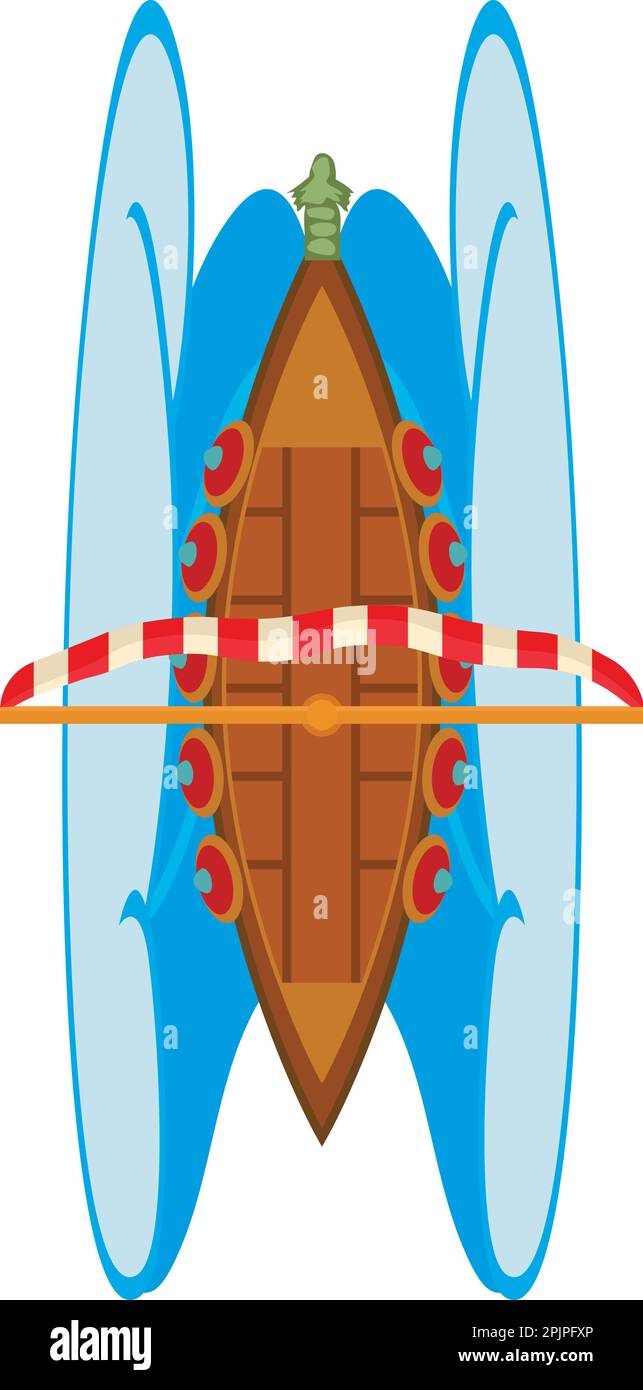 Icône de bateau Viking vecteur isométrique. Grand navire scandinave antique et vague océanique. Ancien navire, transport maritime rétro, vue de dessus Illustration de Vecteur