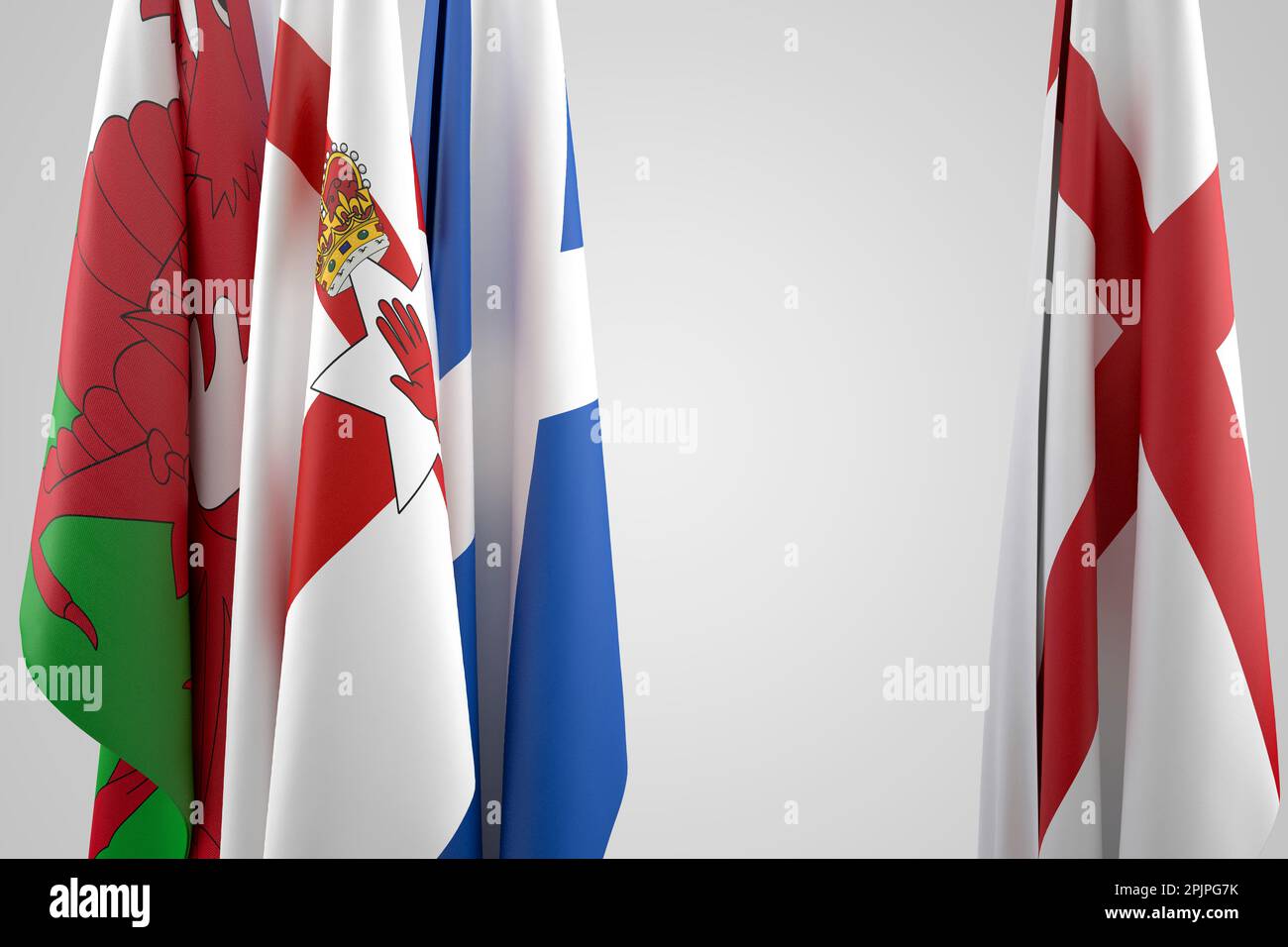 Drapeaux du Royaume-Uni - Angleterre, Écosse, pays de Galles et Irlande du Nord. 3D rendu Banque D'Images