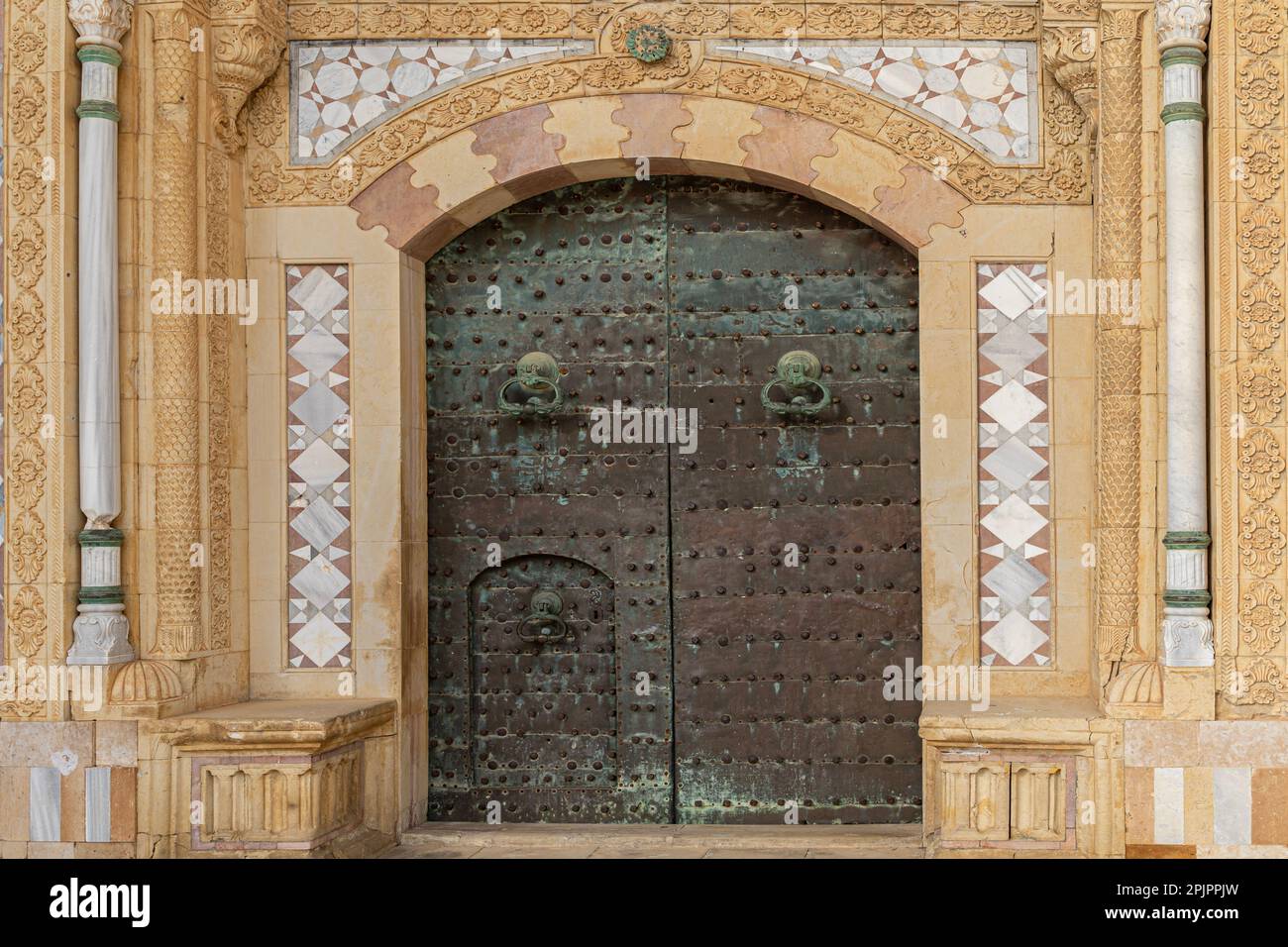 Porte d'entrée du Palais Beiteddine, gouvernorat du Mont-Liban, Beit ed-Dine, Liban Banque D'Images