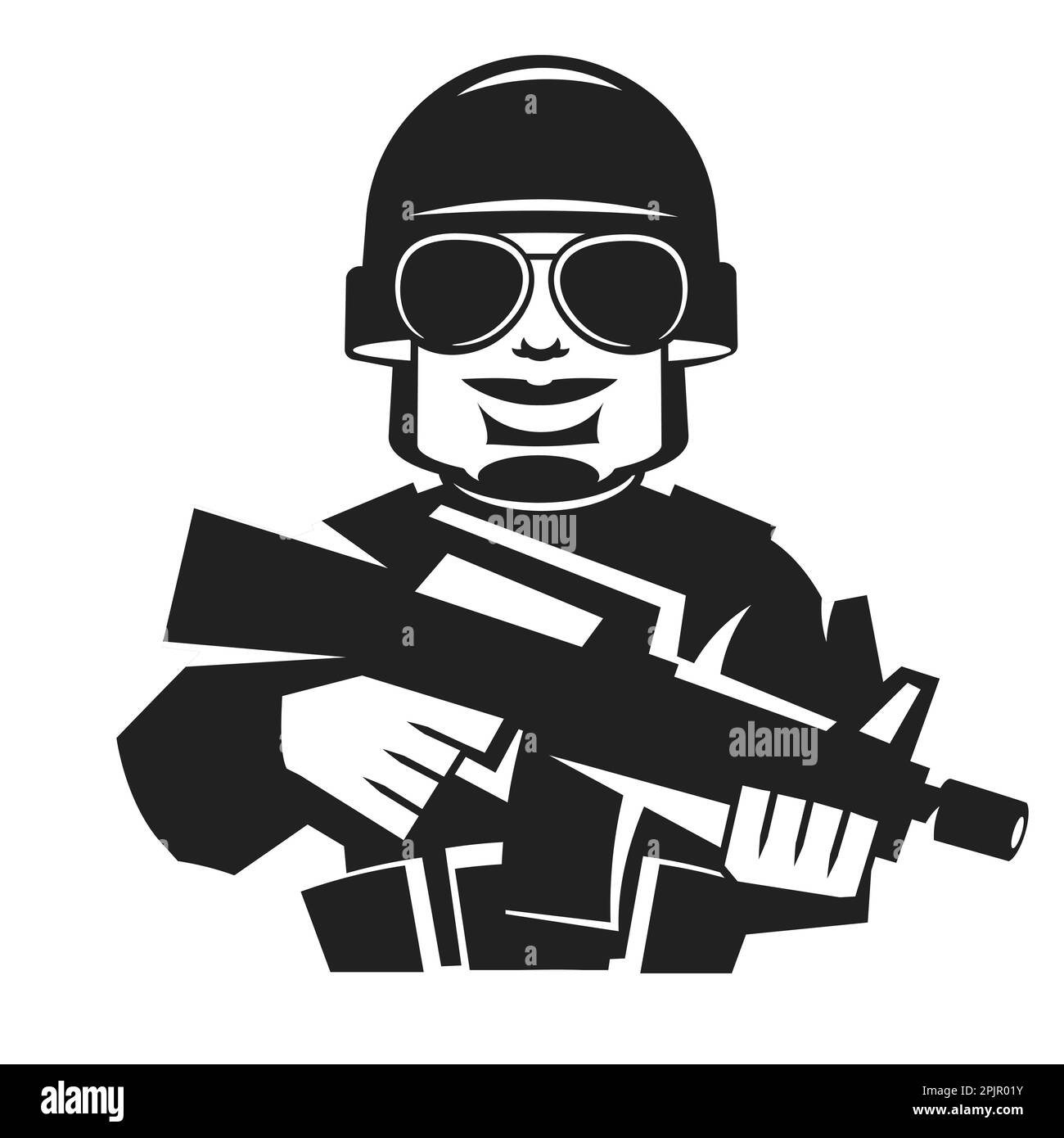 Soldat de l'armée avec fusil de sniper sur la silhouette de vecteur de service. Memorial Veterans Day, 4th juillet jour de l'indépendance. Le soldat garde la garde. Rangers o Illustration de Vecteur