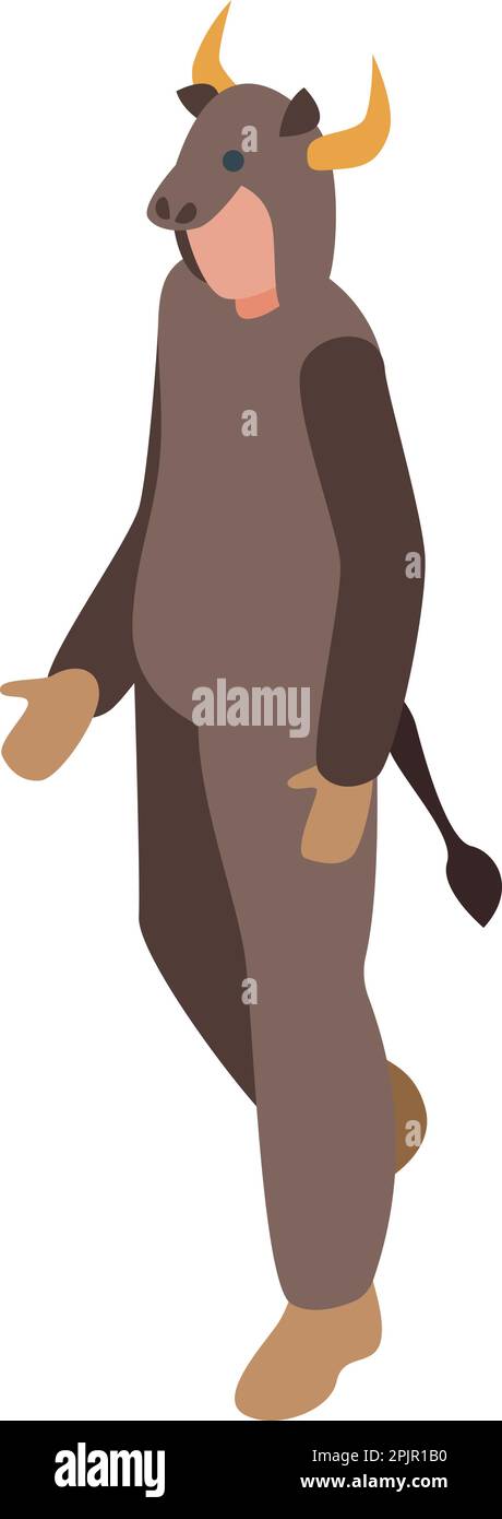 Carnaval symbole de costume de vache vecteur isométrique. Halloween animale. Fête mignonne Illustration de Vecteur