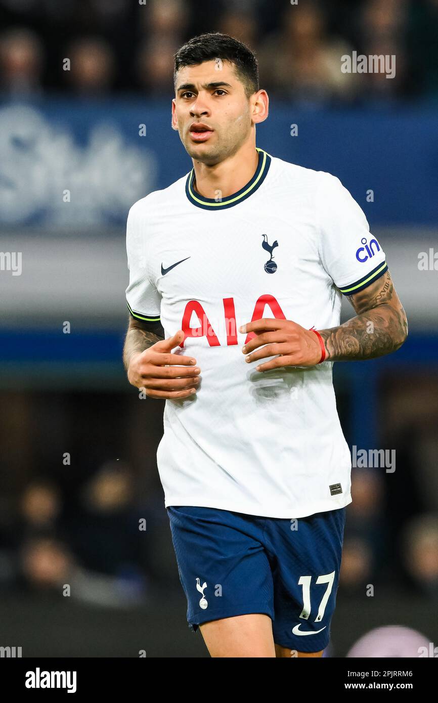 Cristian Romero #17 de Tottenham Hotspur pendant le Betfred Super League Round 7 Match Salford Red Devils vs Huddersfield Giants au AJ Bell Stadium, Eccles, Royaume-Uni, 2nd avril 2023 (photo de Craig Thomas/News Images), le 4/2/2023. (Photo de Craig Thomas/News Images/Sipa USA) crédit: SIPA USA/Alay Live News Banque D'Images