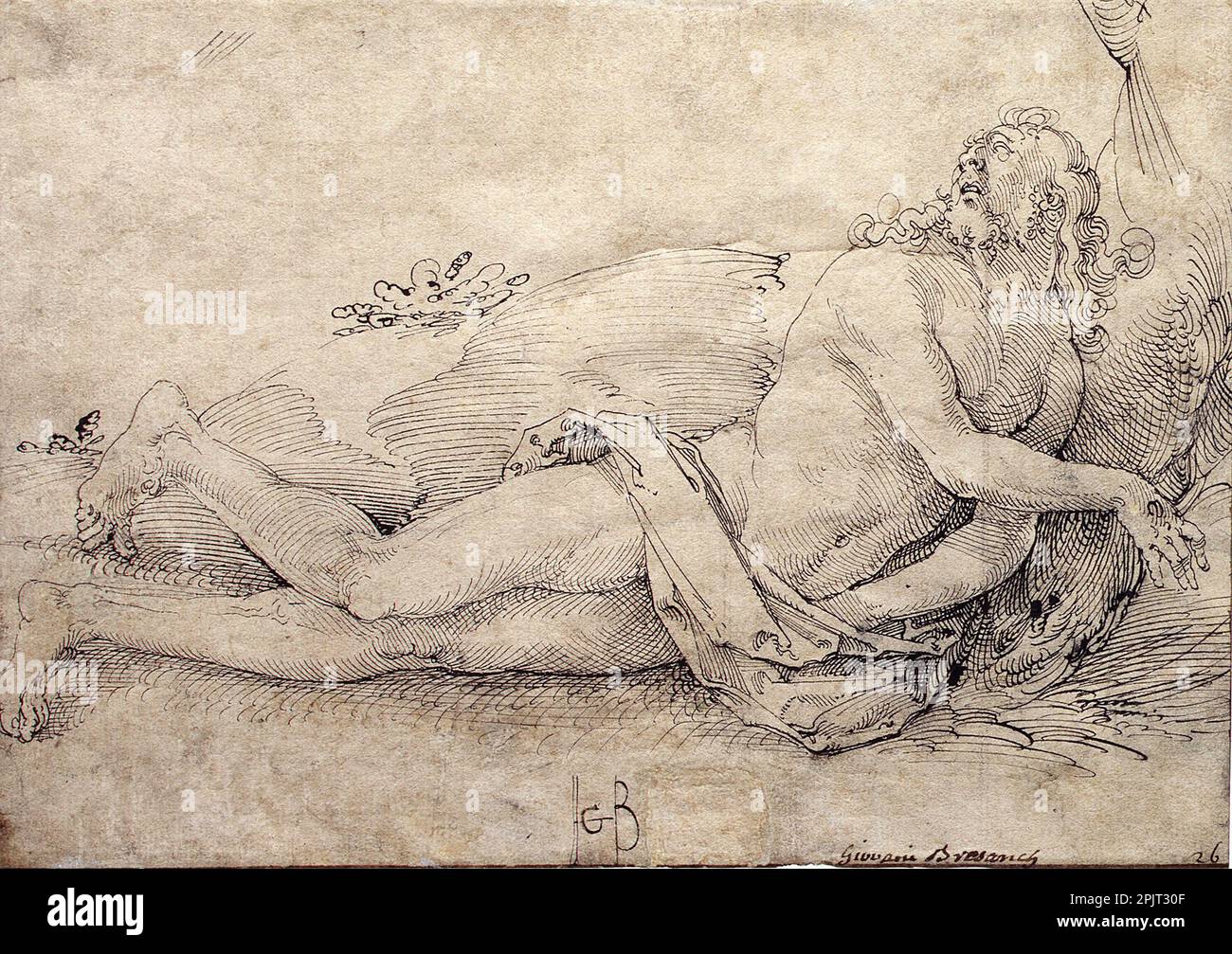 Christ extatique, le dessin est de l'artiste allemand de la Renaissance Hans Baldung. Quand il était jeune, il peint beaucoup avec la couleur verte qui lui a valu le surnom, qui est encore couramment utilisé, de Hans Baldung Grien. Banque D'Images