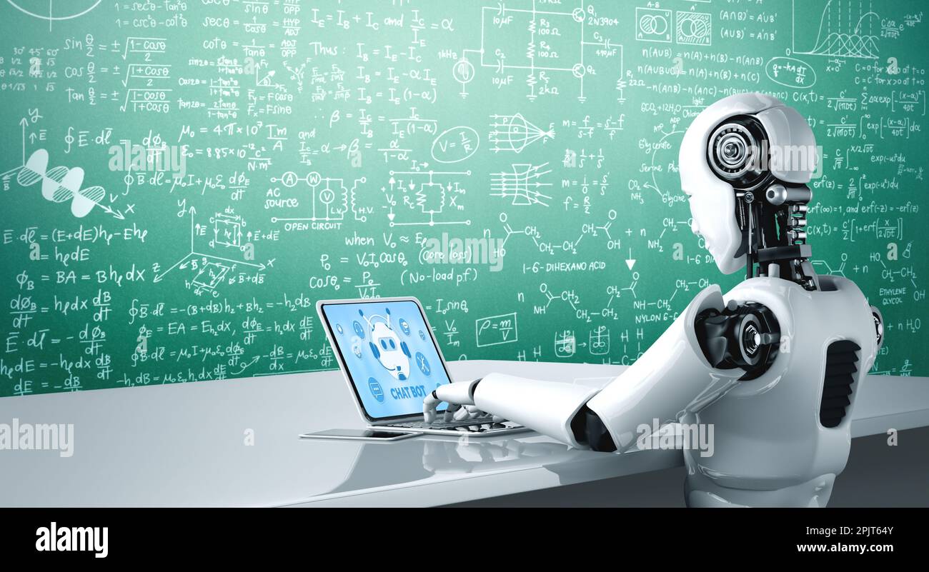 Ai cyborg utilisant un logiciel informatique modish avec robot  d'intelligence artificielle Photo Stock - Alamy