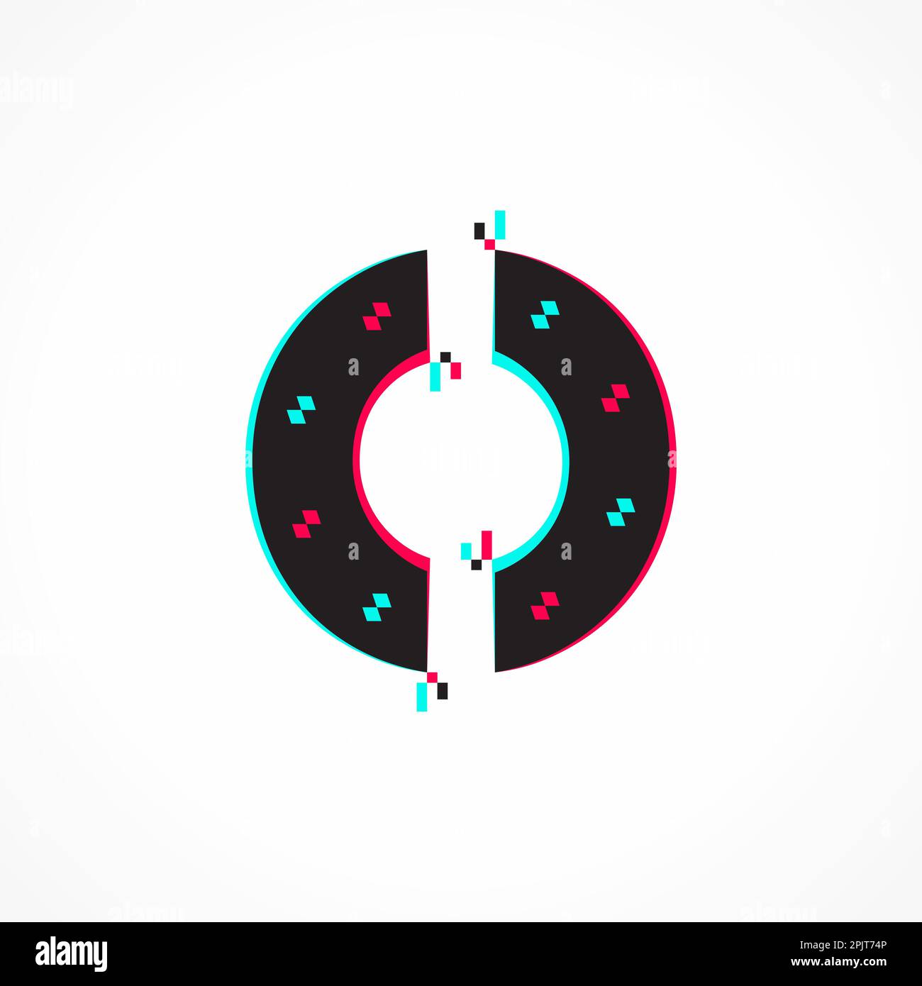 Résumé Glitch effet lettre d'identité d'entreprise O logo Design Illustration de Vecteur
