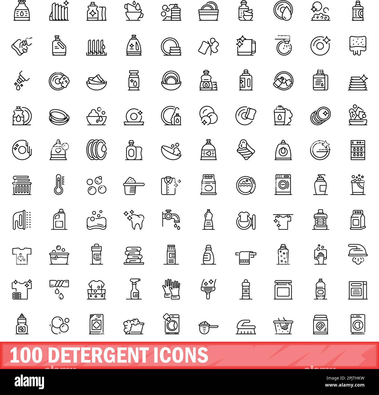 jeu de 100 icônes de détergent. Illustration de 100 symboles de détergent ensemble de vecteurs isolé sur fond blanc Illustration de Vecteur